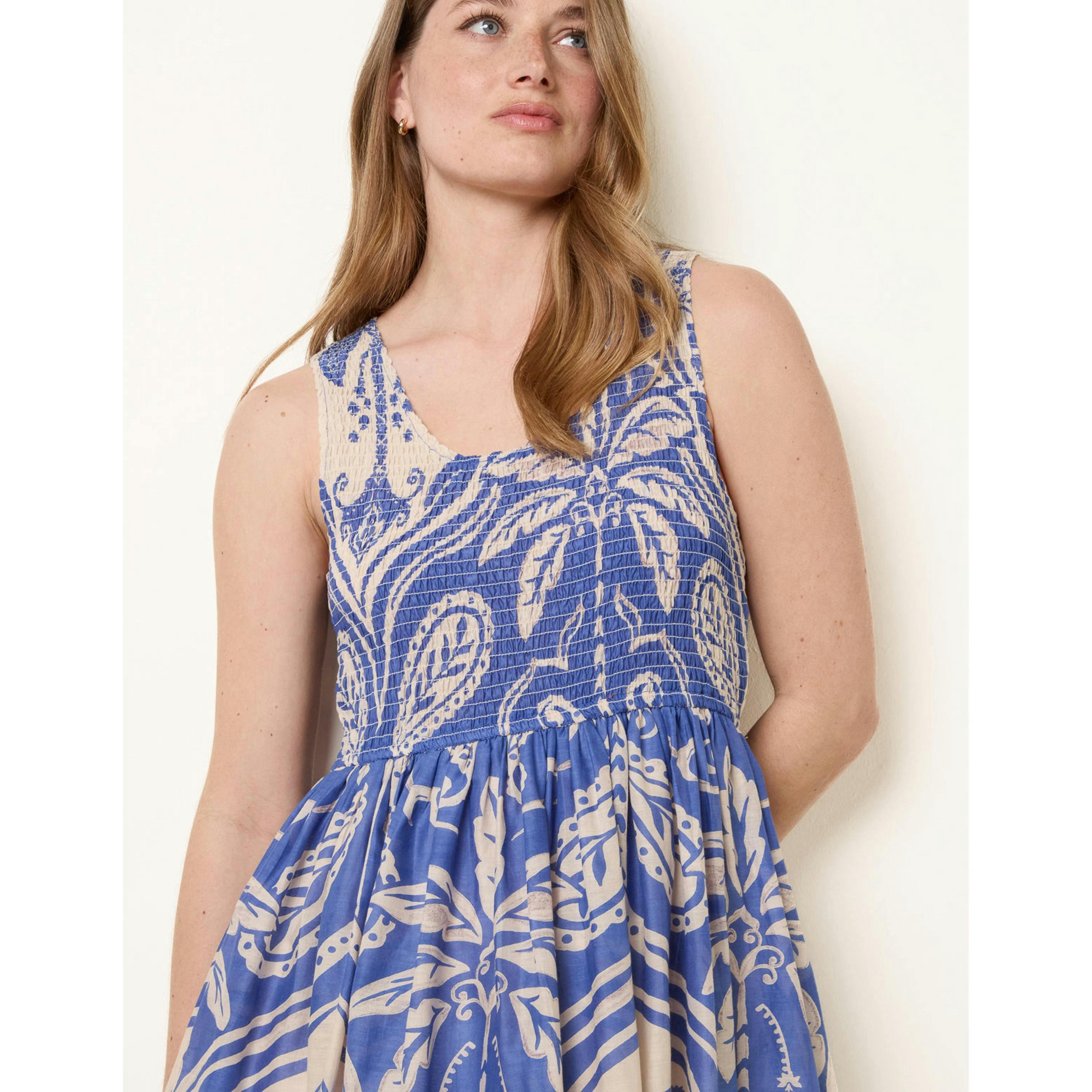Blue Vanilla Sleeveless Shirred Dress  in Blue , view 3 of 4
