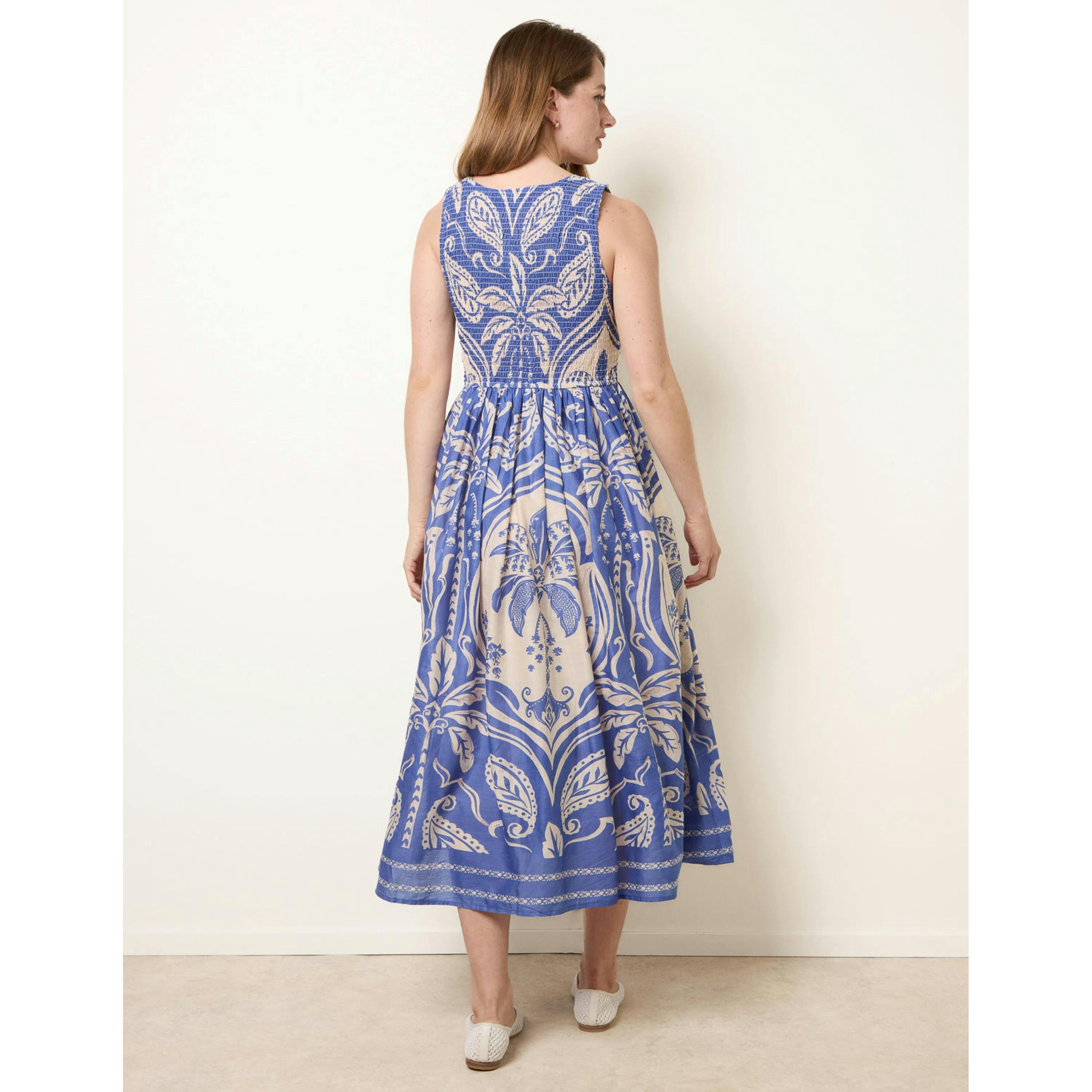 Blue Vanilla Sleeveless Shirred Dress  in Blue , view 4 of 4