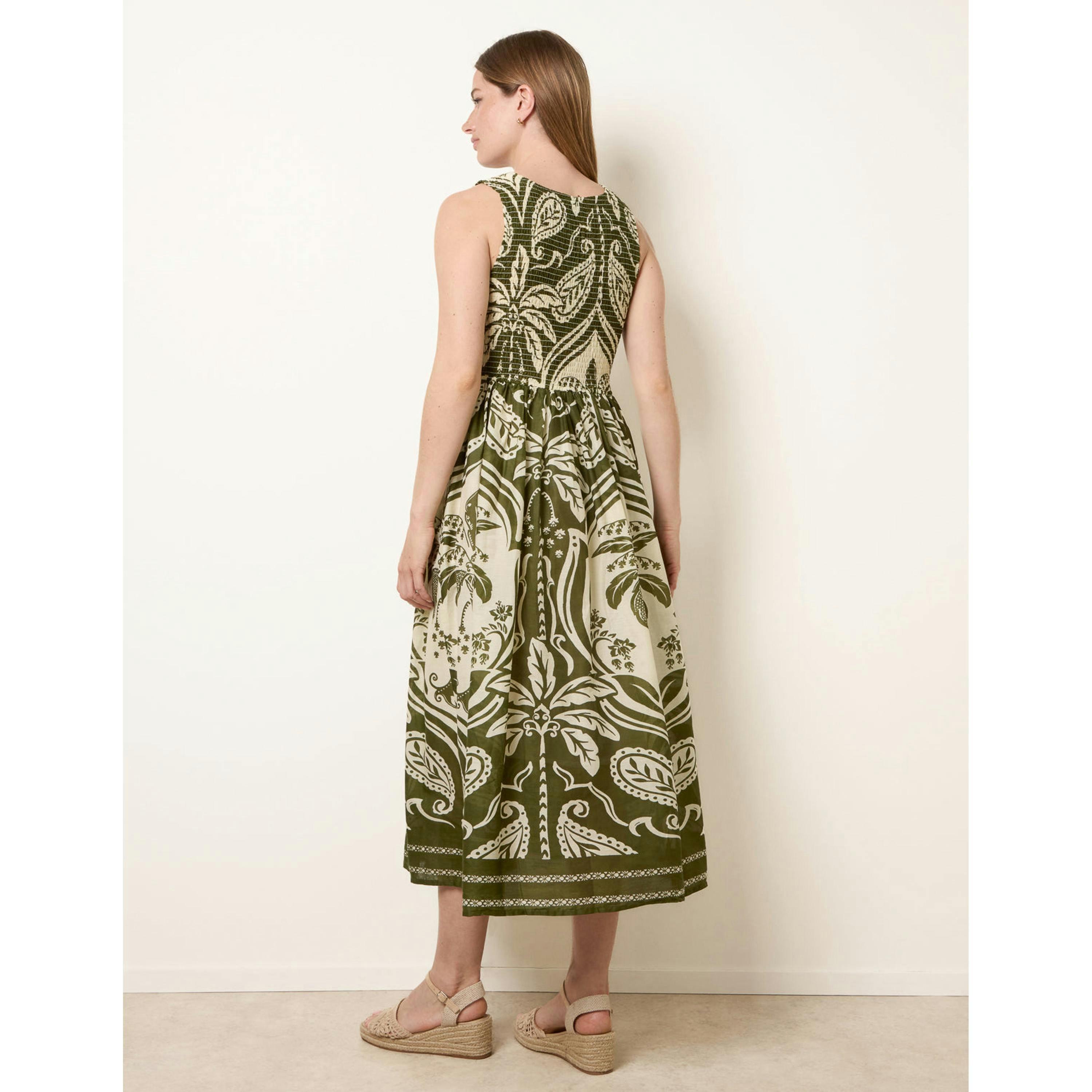 Blue Vanilla Sleeveless Shirred Dress  in Khaki , view 4 of 6