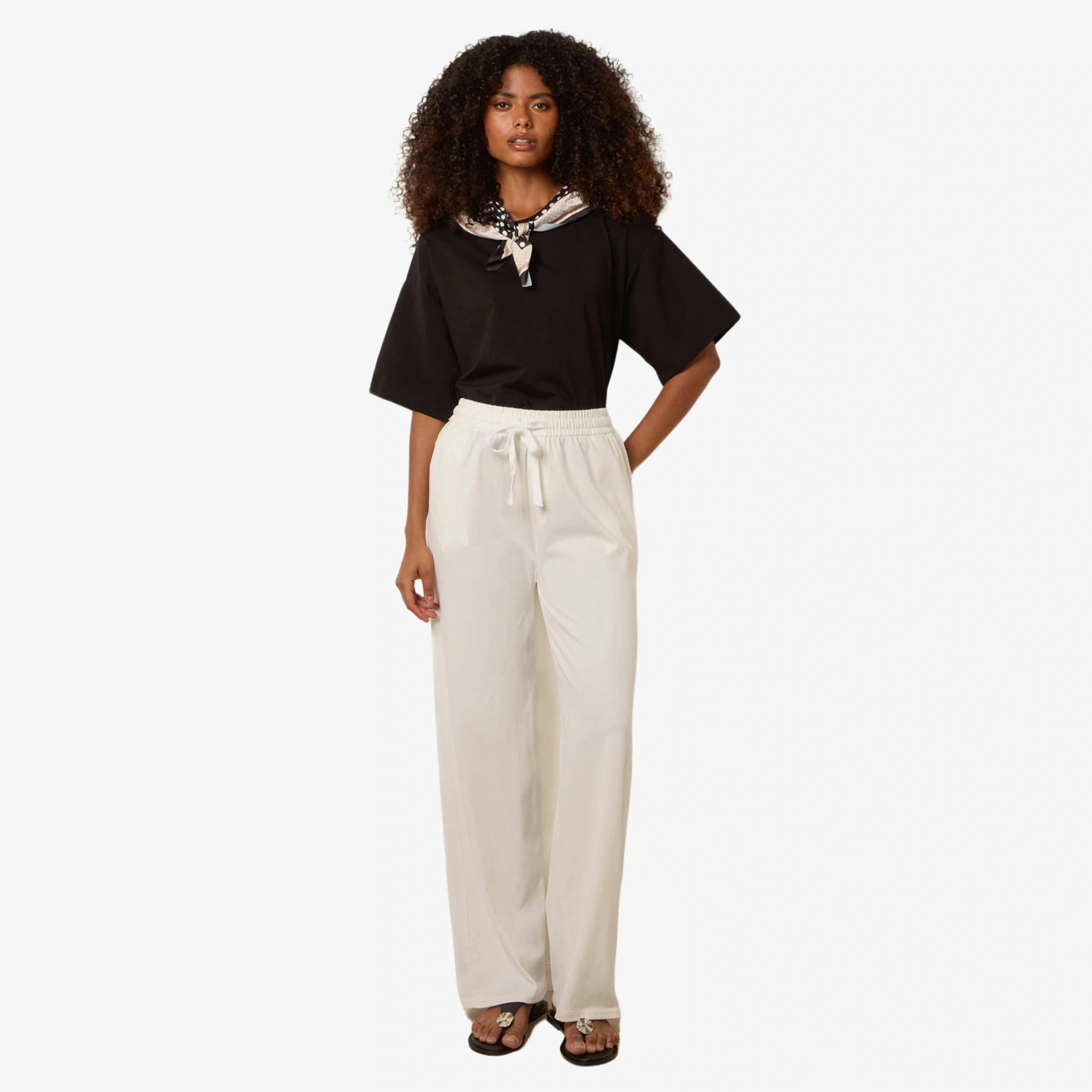 Blue Vanilla Elastic Waist Trousers   in  White , view 1 of 4