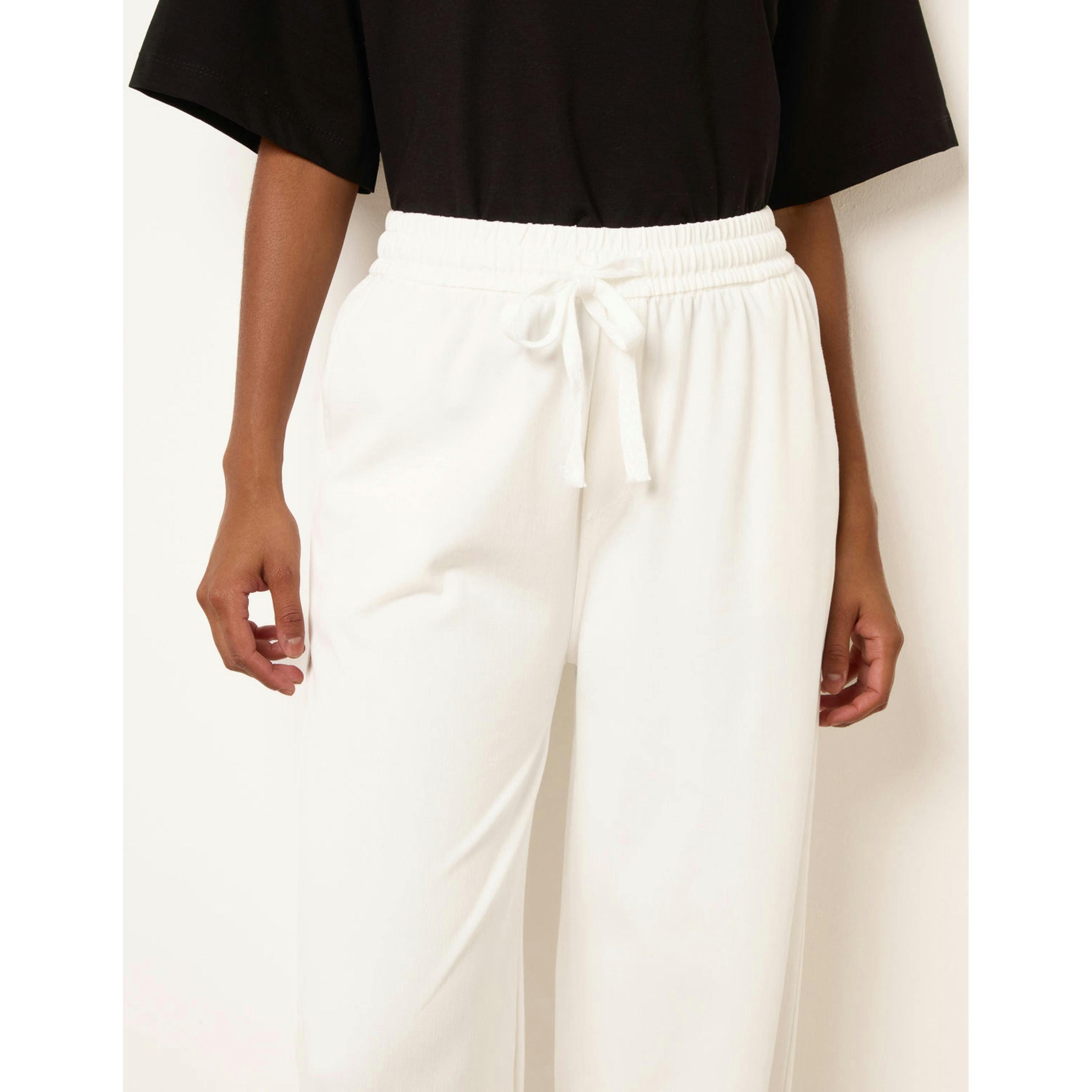 Blue Vanilla Elastic Waist Trousers  in White , view 3 of 4