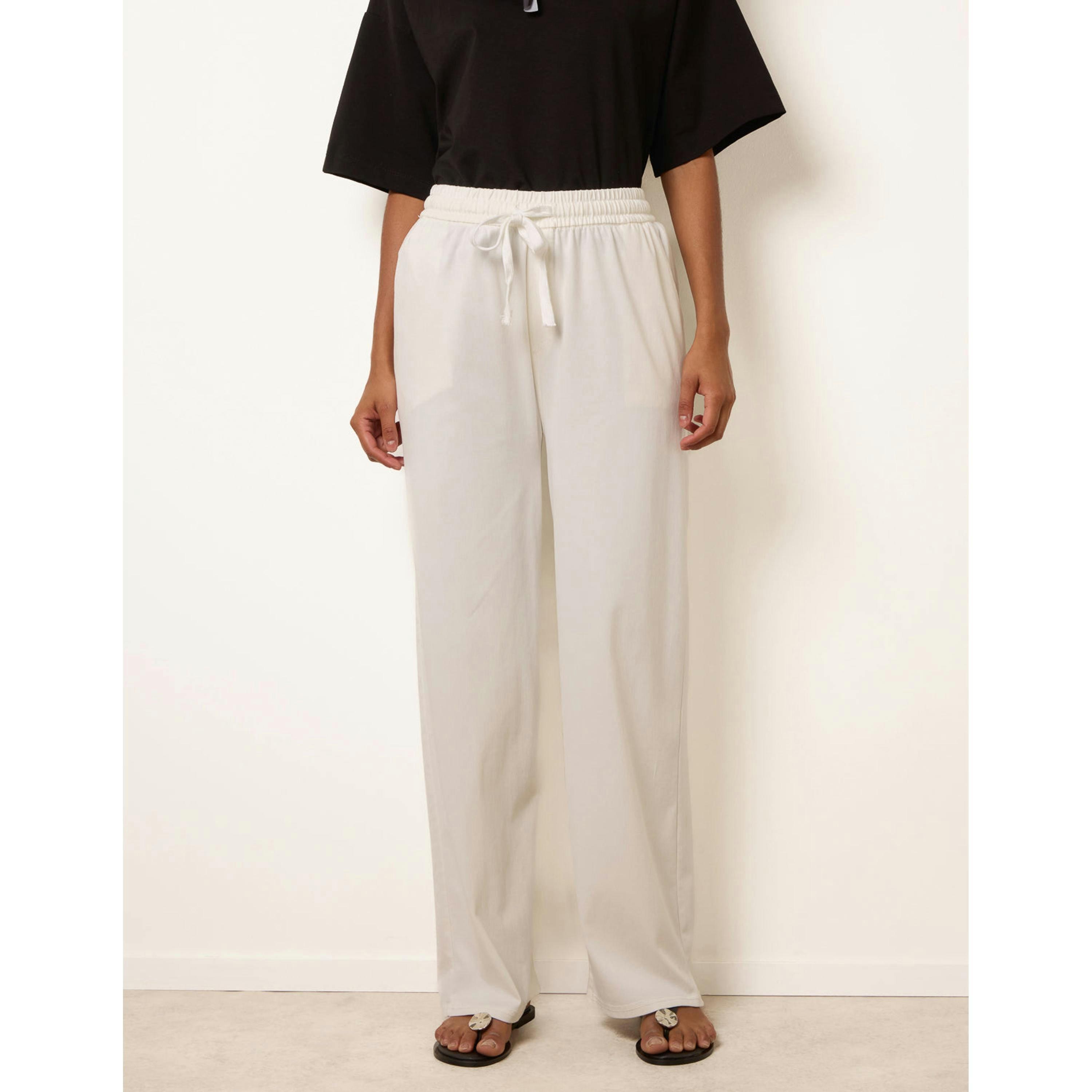 Blue Vanilla Elastic Waist Trousers  in White , view 4 of 4