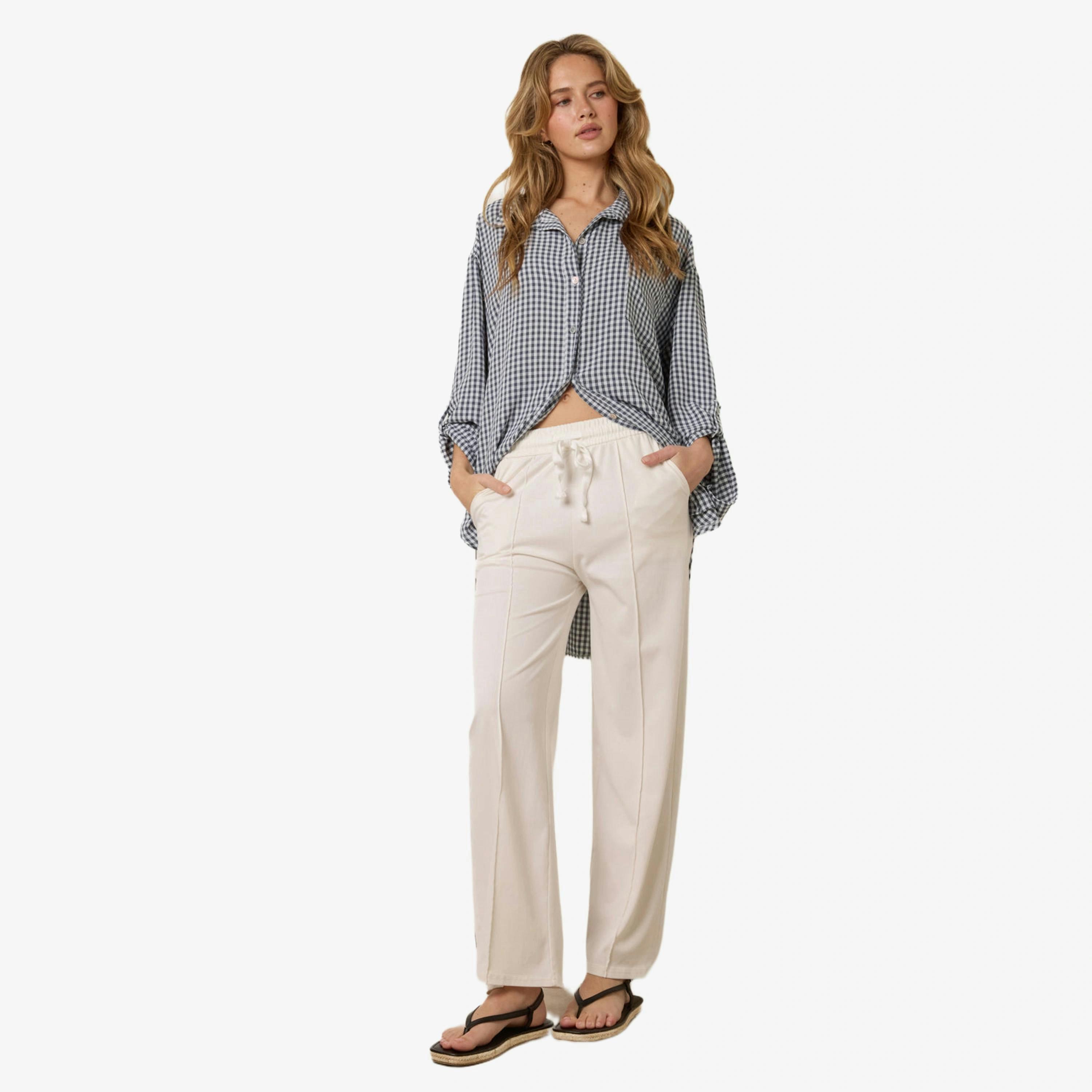 Blue Vanilla Seam Detail Trousers   in  White , view 1 of 4