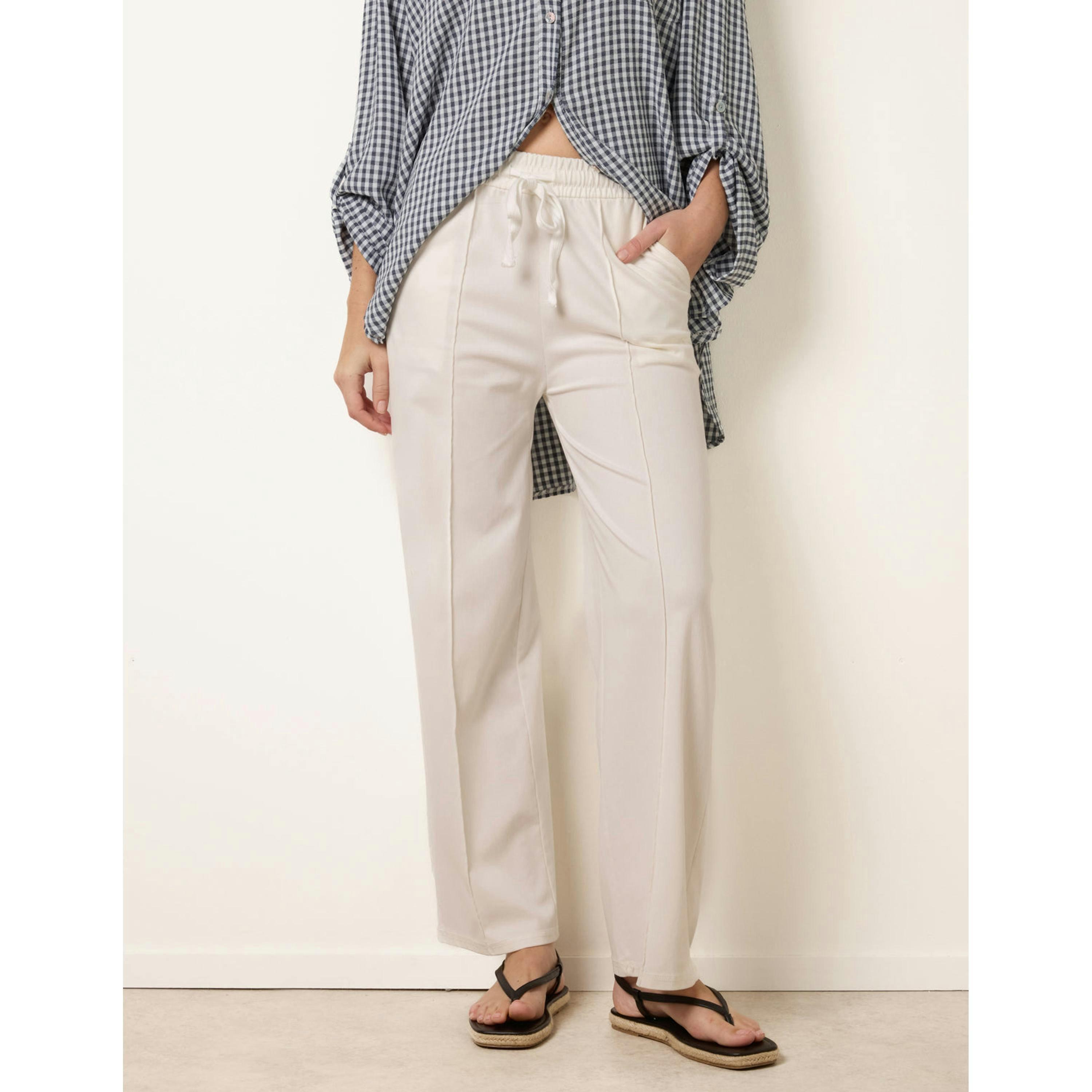 Blue Vanilla Seam Detail Trousers  in White , view 3 of 4