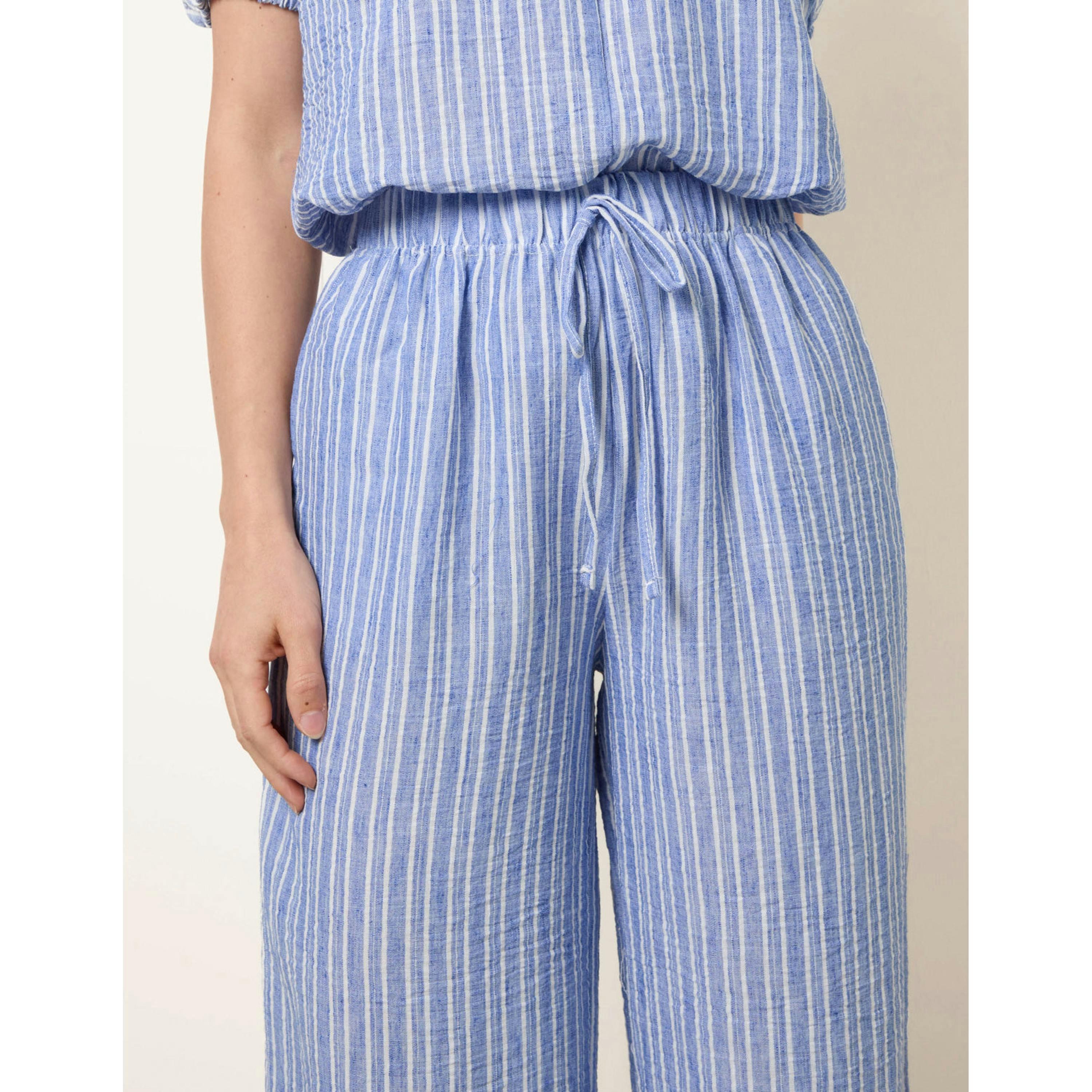 Blue Vanilla Tie Waist Stripe Wide Leg Trousers  in Blue , view 4 of 4