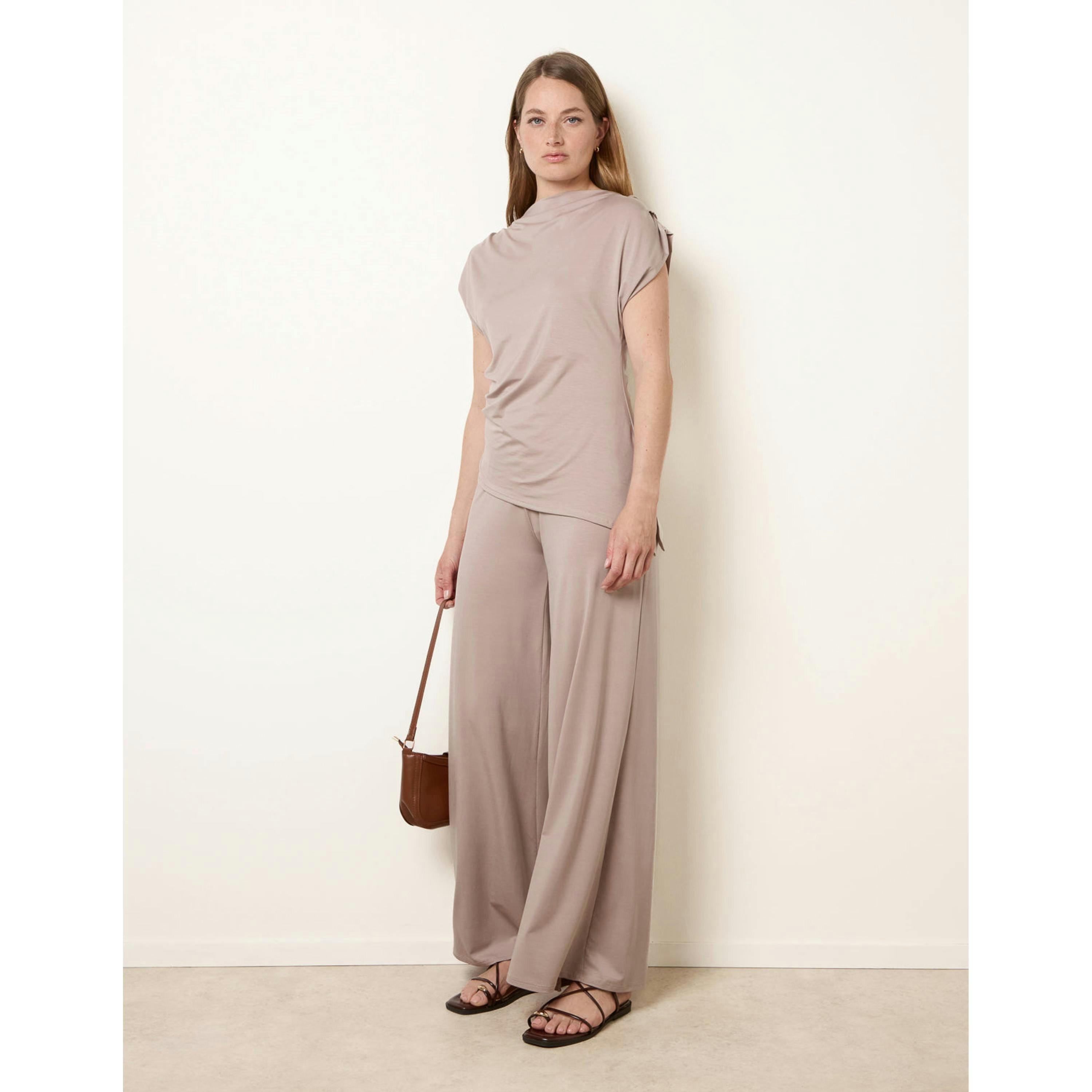 Blue Vanilla Soft Jersey Asymmetric Hem Set  in Beige , view 1 of 5
