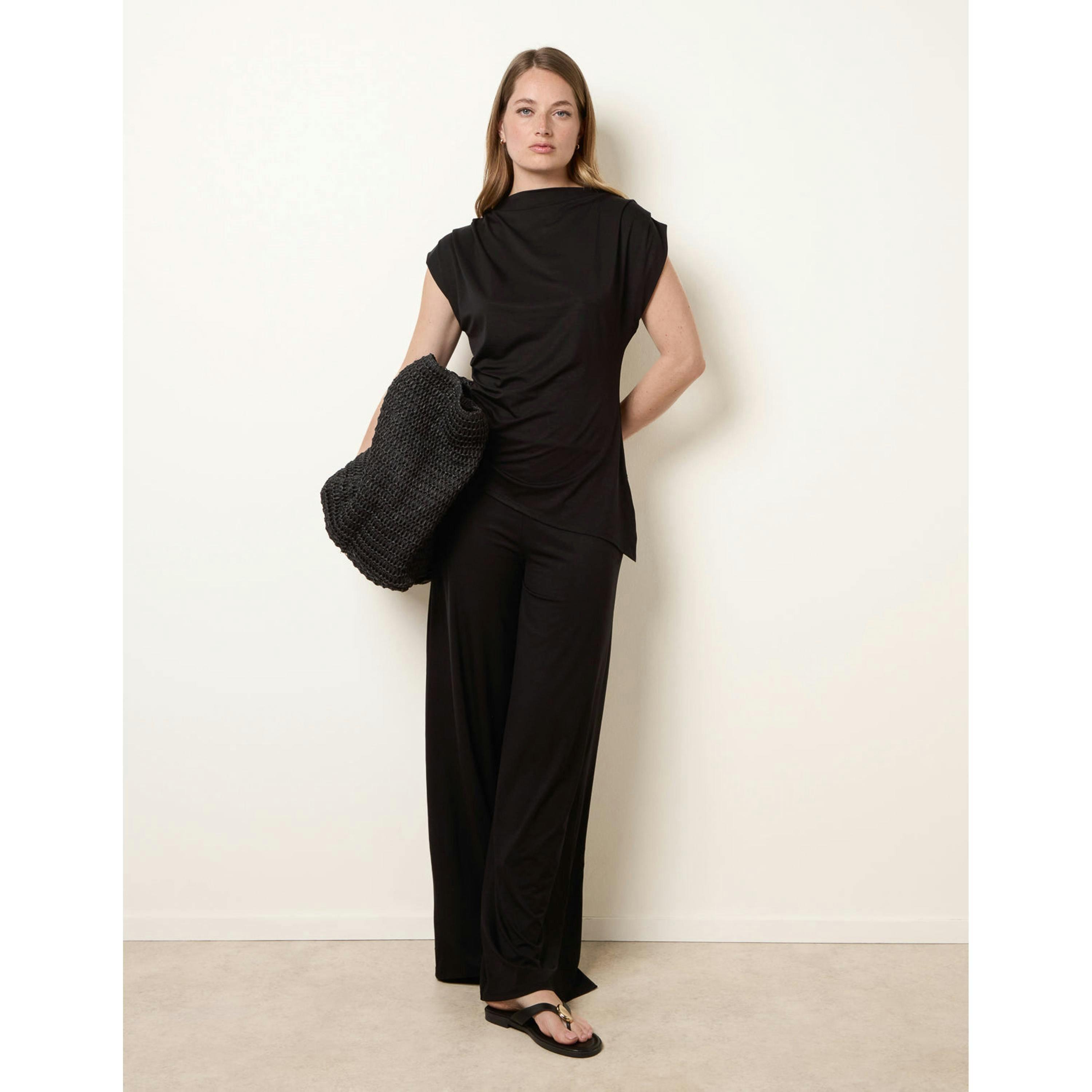 Blue Vanilla Soft Jersey Asymmetric Hem Set  in Black , view 1 of 4