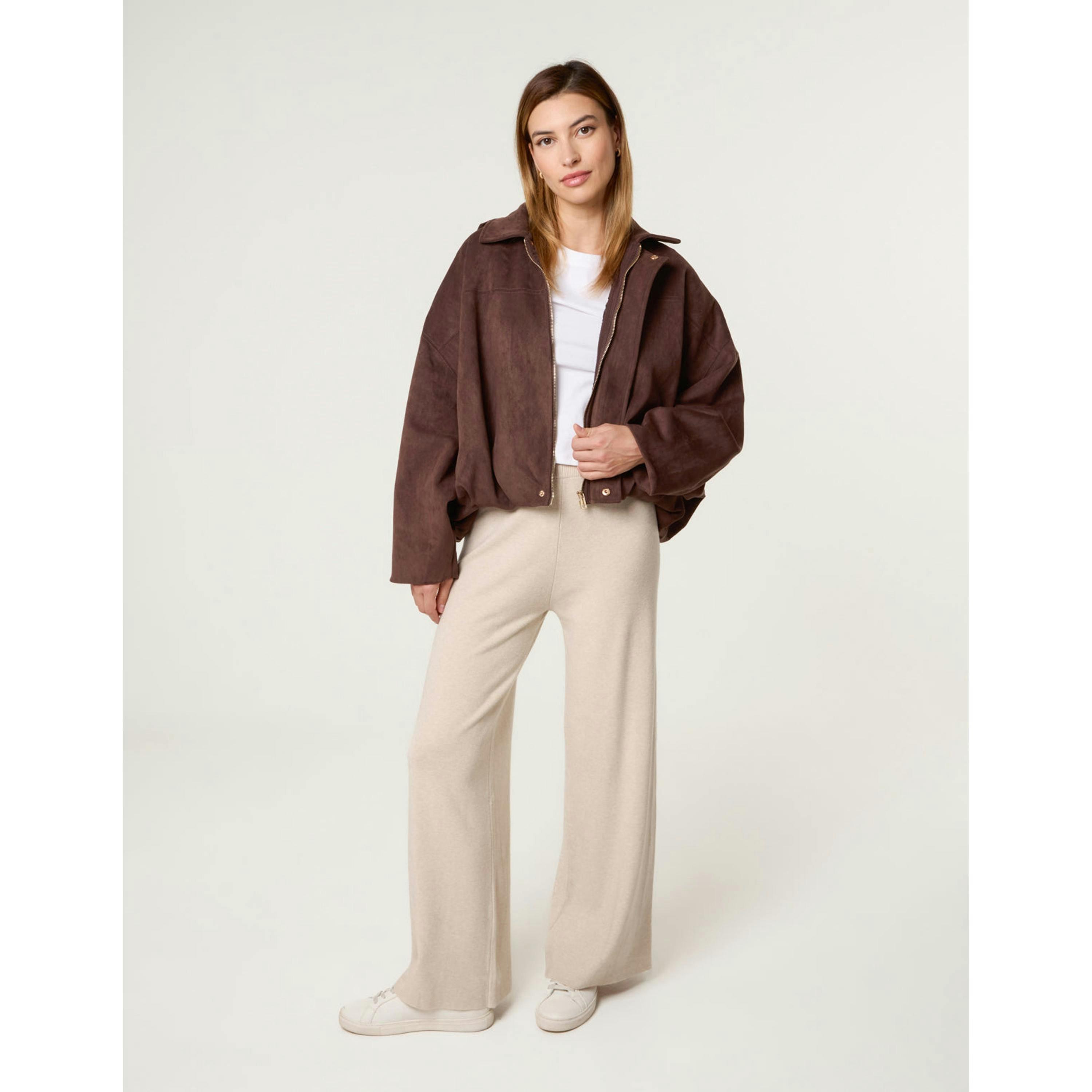 Blue Vanilla Knitted Wide Leg Trousers  in Beige , view 1 of 4