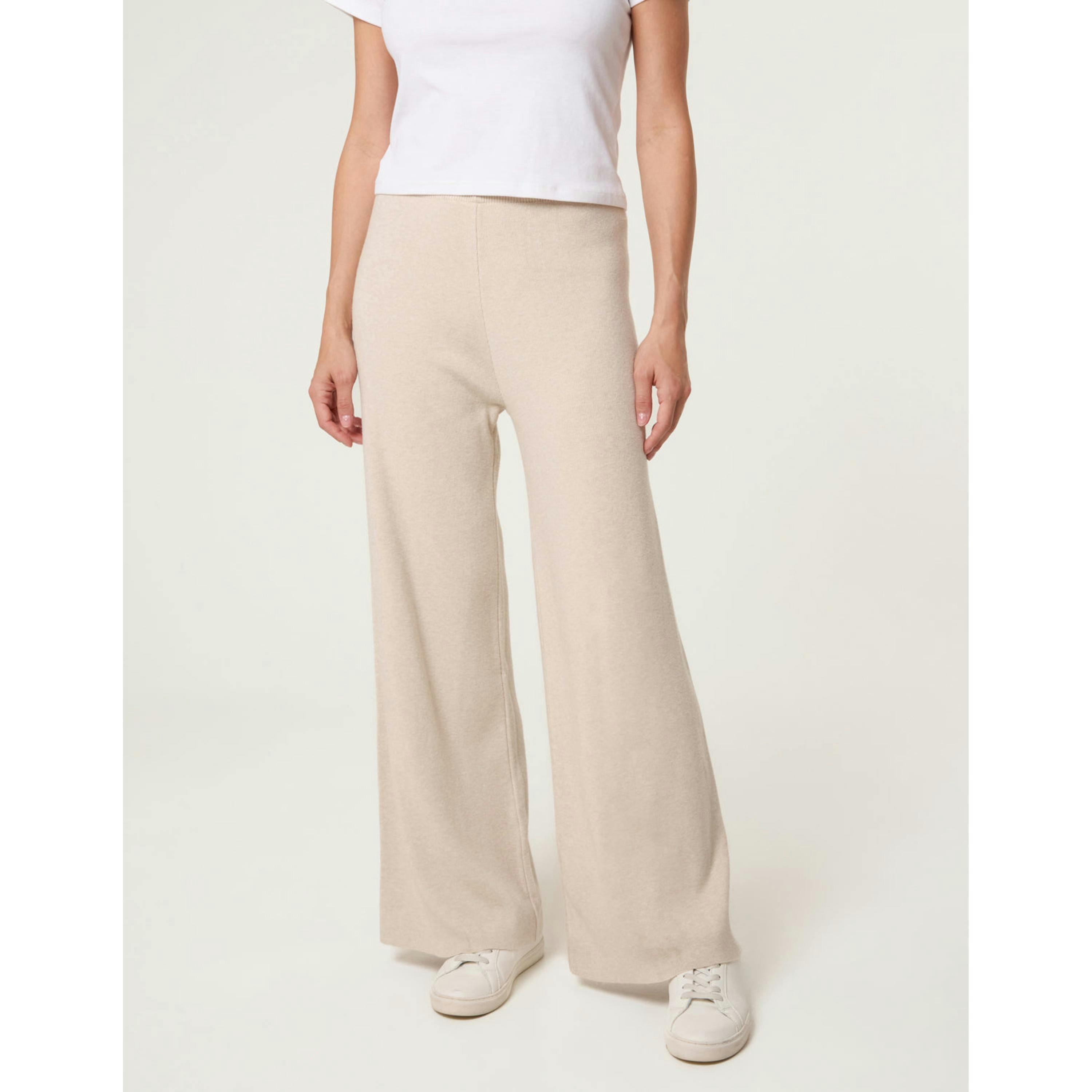 Blue Vanilla Knitted Wide Leg Trousers  in Beige , view 3 of 4