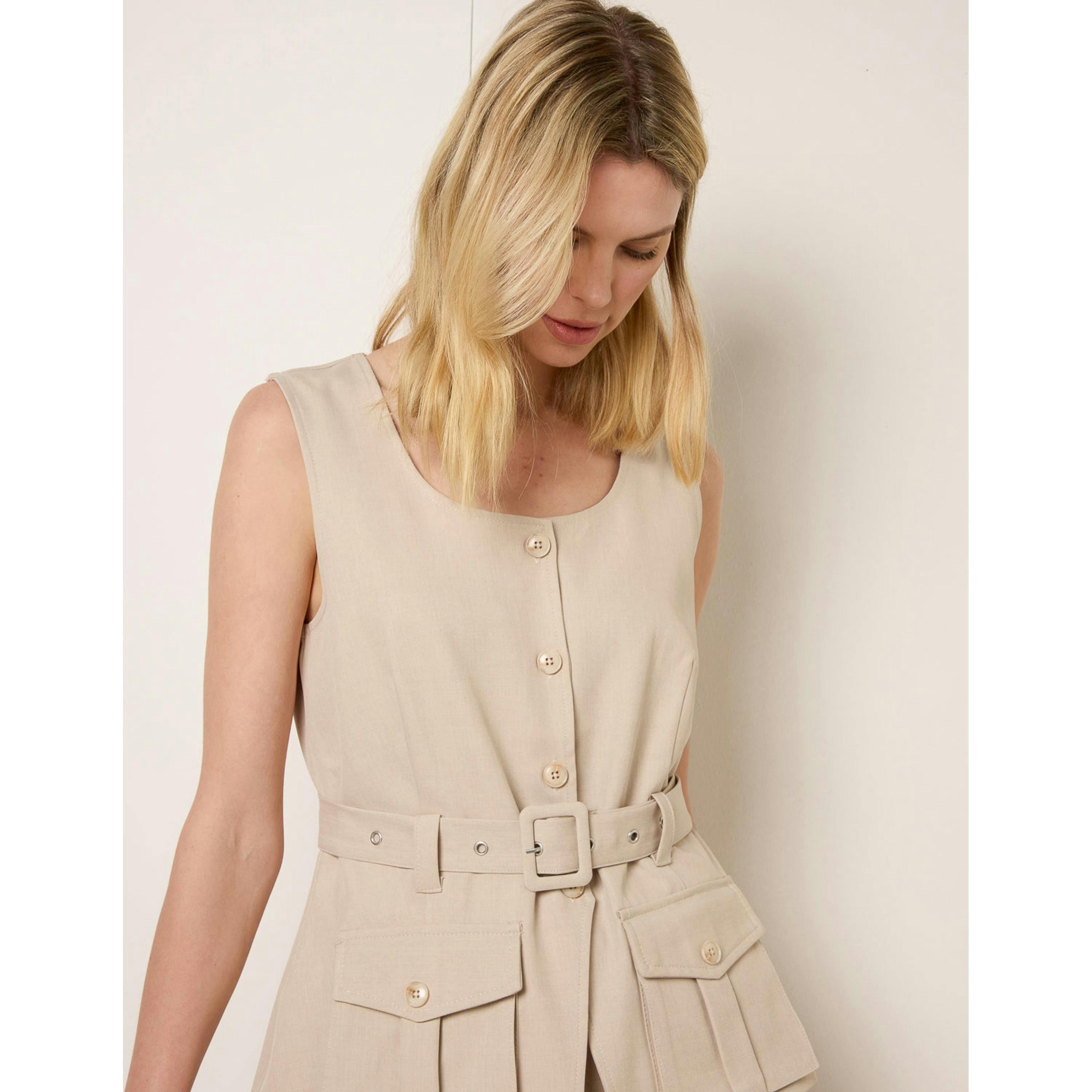Blue Vanilla Tailored Pocket Two-Piece Co-Ord Set  in Stone , view 5 of 5