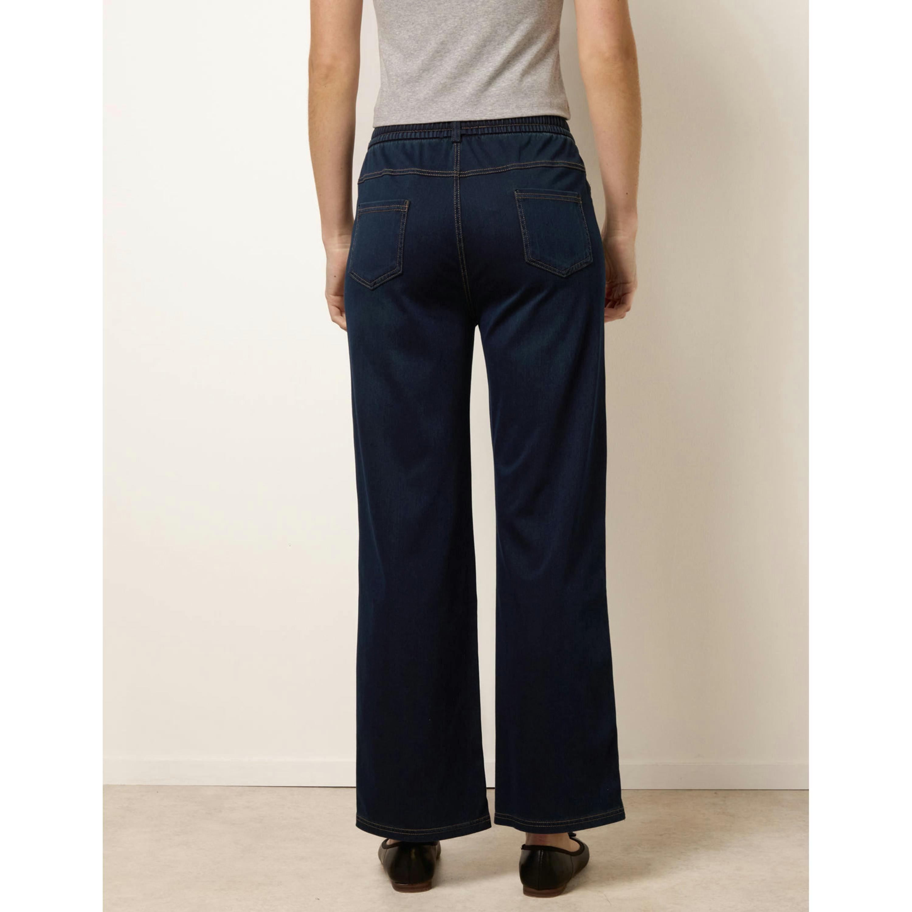 Blue Vanilla Herringbone Tie Up Stretch Trousers  in Navy , view 2 of 4
