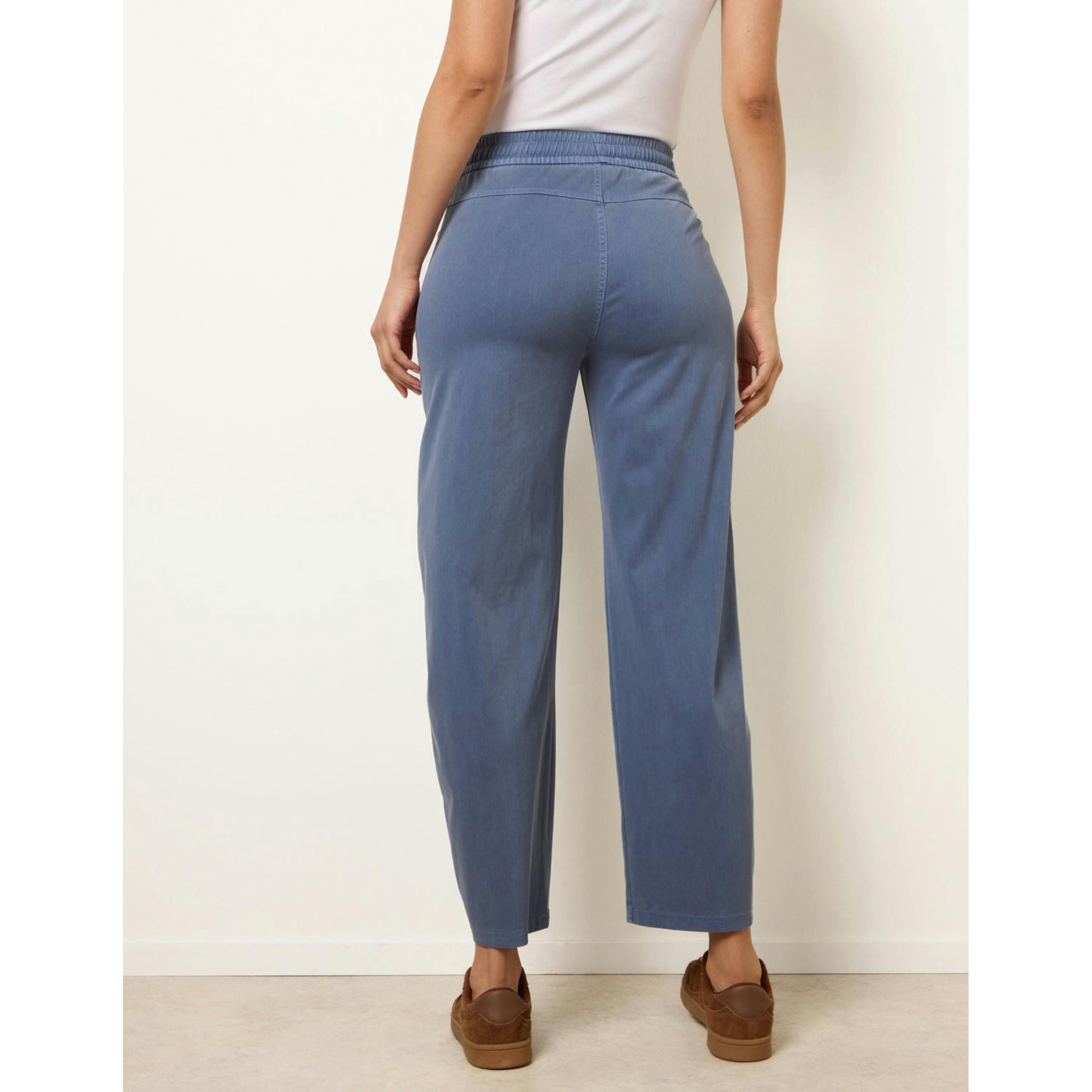 Blue Vanilla Elasticated Waistband Front Tie Stretch Trousers  in Blue , view 2 of 4