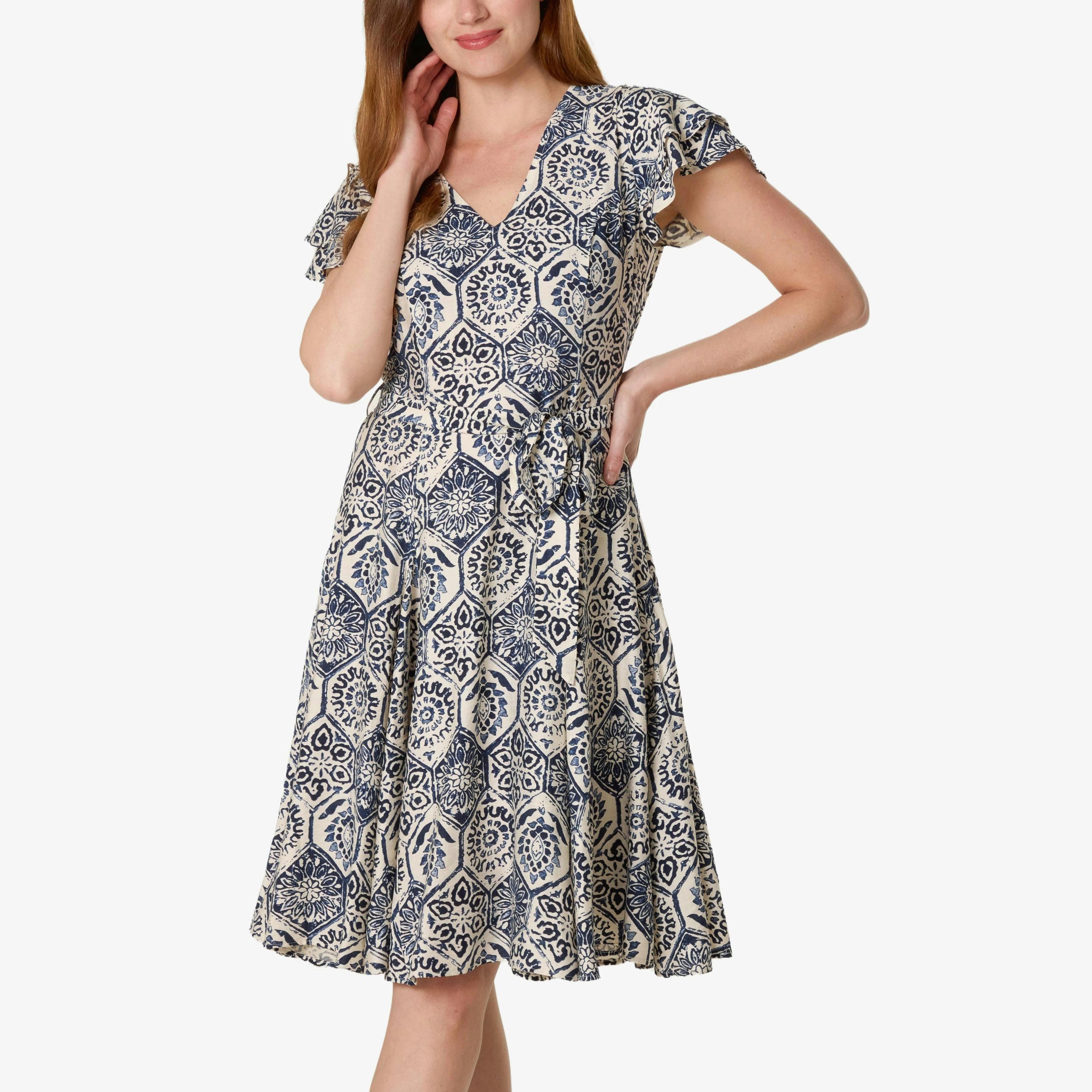 Blue Vanilla V Neck Godet Dress   in  Navy , view 1 of 4