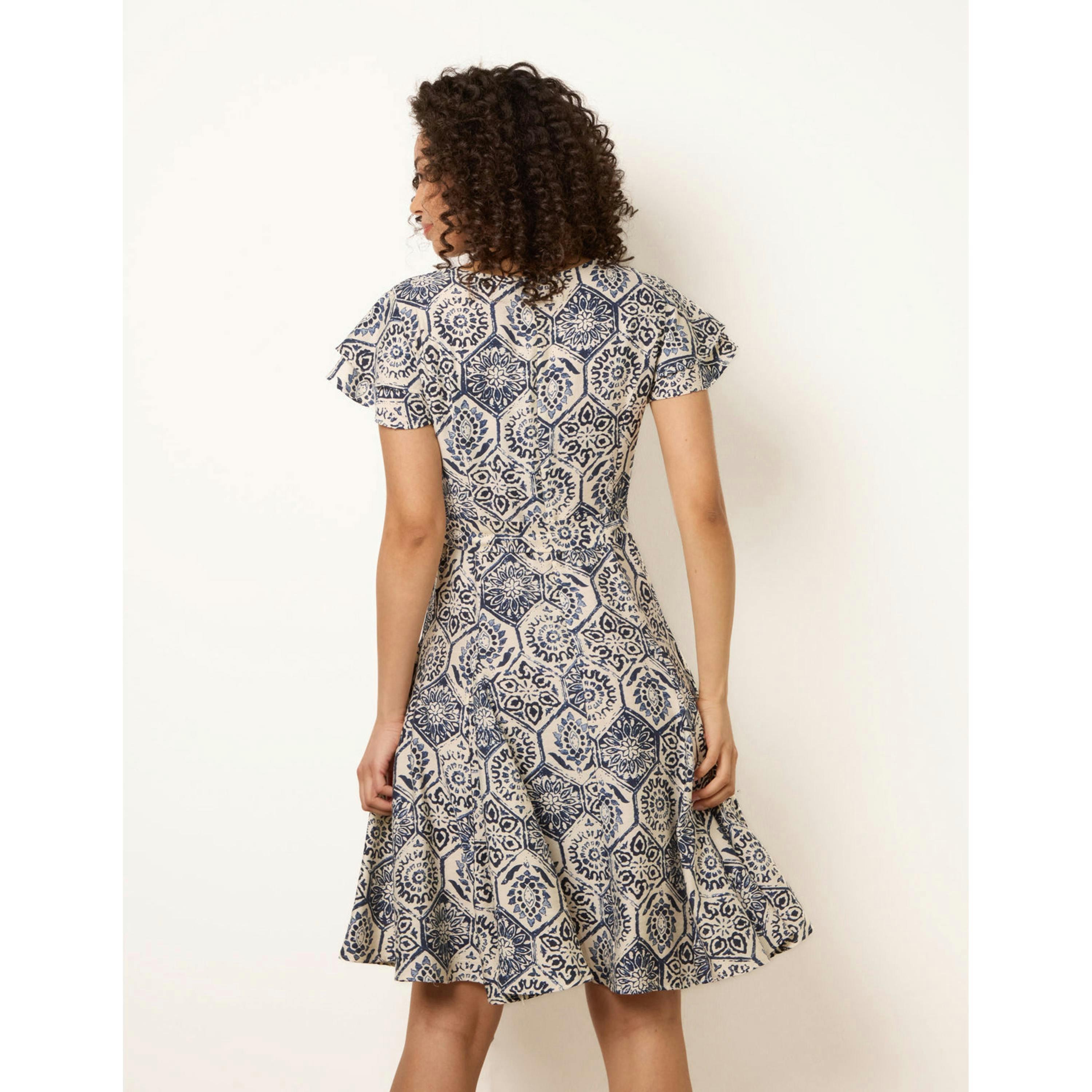 Blue Vanilla V Neck Godet Dress  in Navy , view 2 of 4