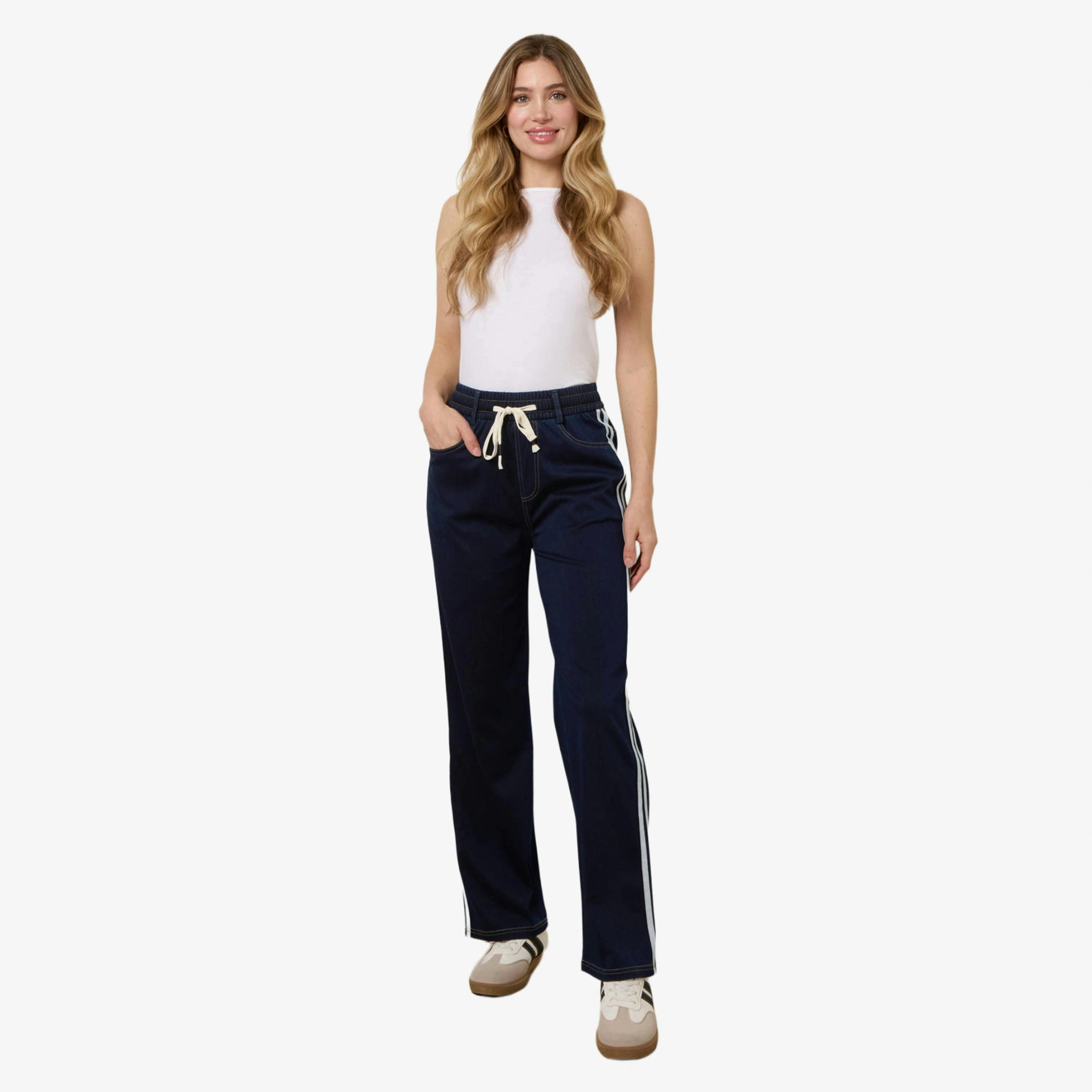 Blue Vanilla Side Stripe Jeans With Drawstring   in  Navy , view 1 of 4