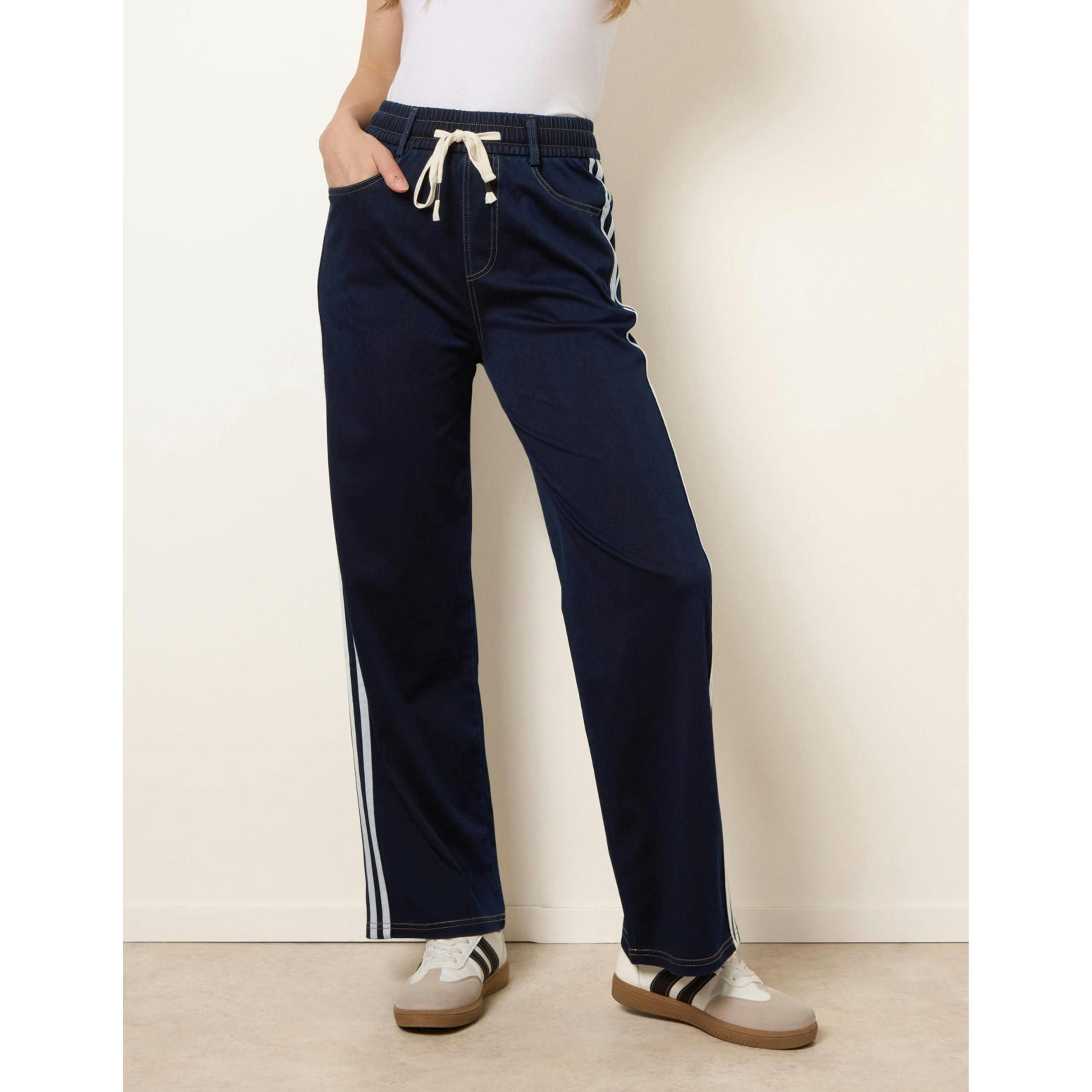 Blue Vanilla Side Stripe Jeans With Drawstring  in Navy , view 4 of 4