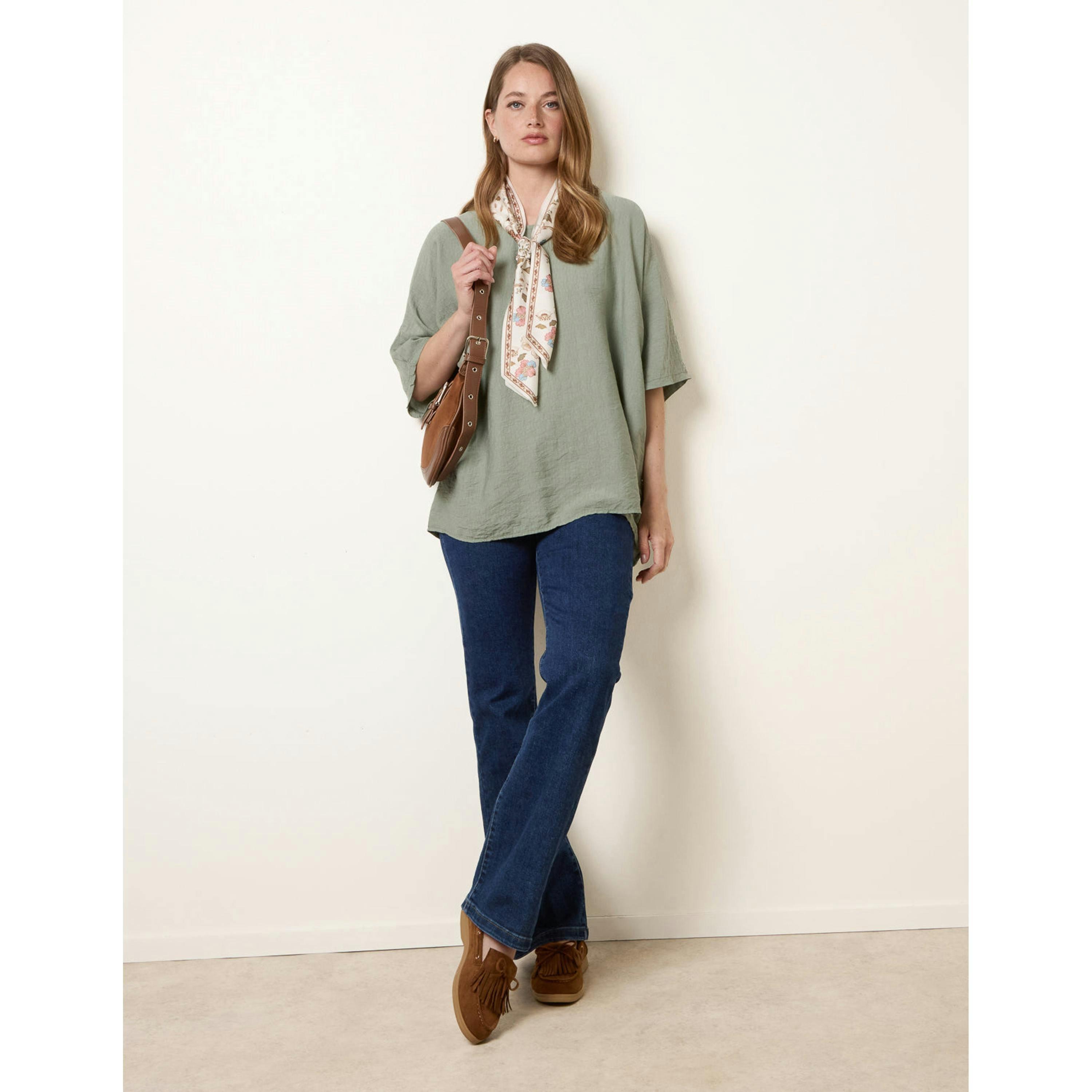 Blue Vanilla Scarf Viscose Top  in Khaki , view 1 of 4