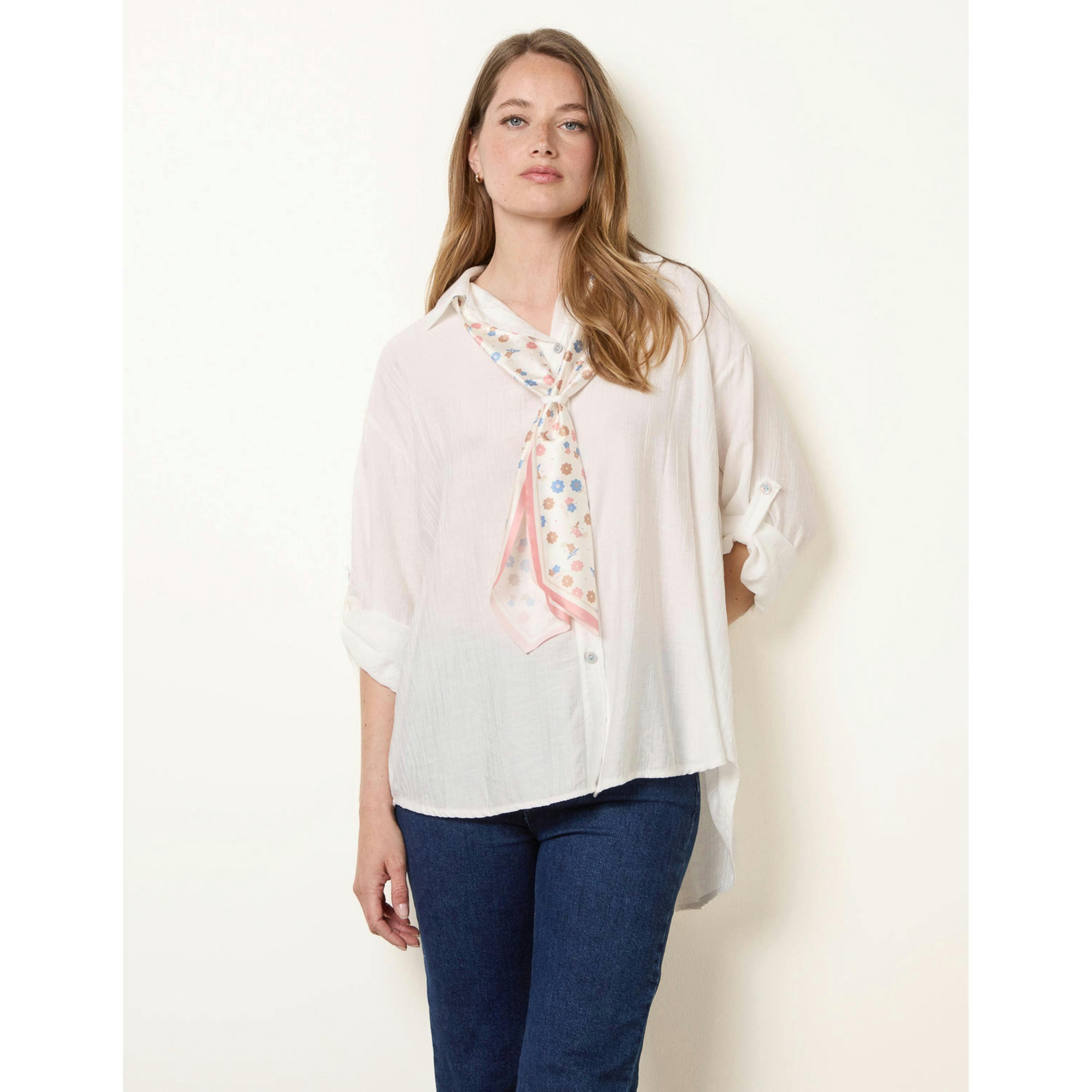 Blue Vanilla Scarf Viscose Crinkle Shirt  in White , view 1 of 4