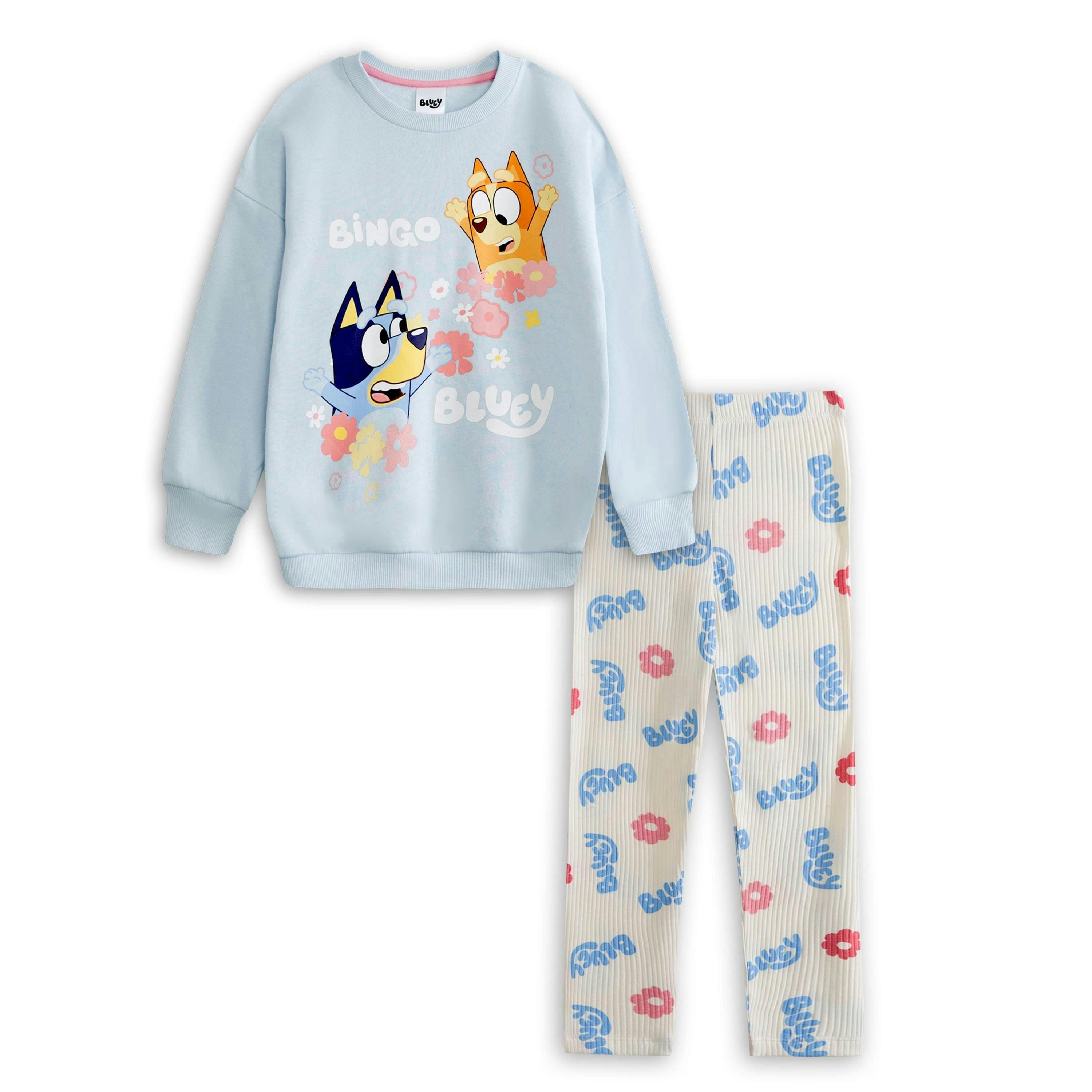 Bluey Girls Blue Character Sweatshirt and Joggers Set by Vanilla Underground , view 1 of 6