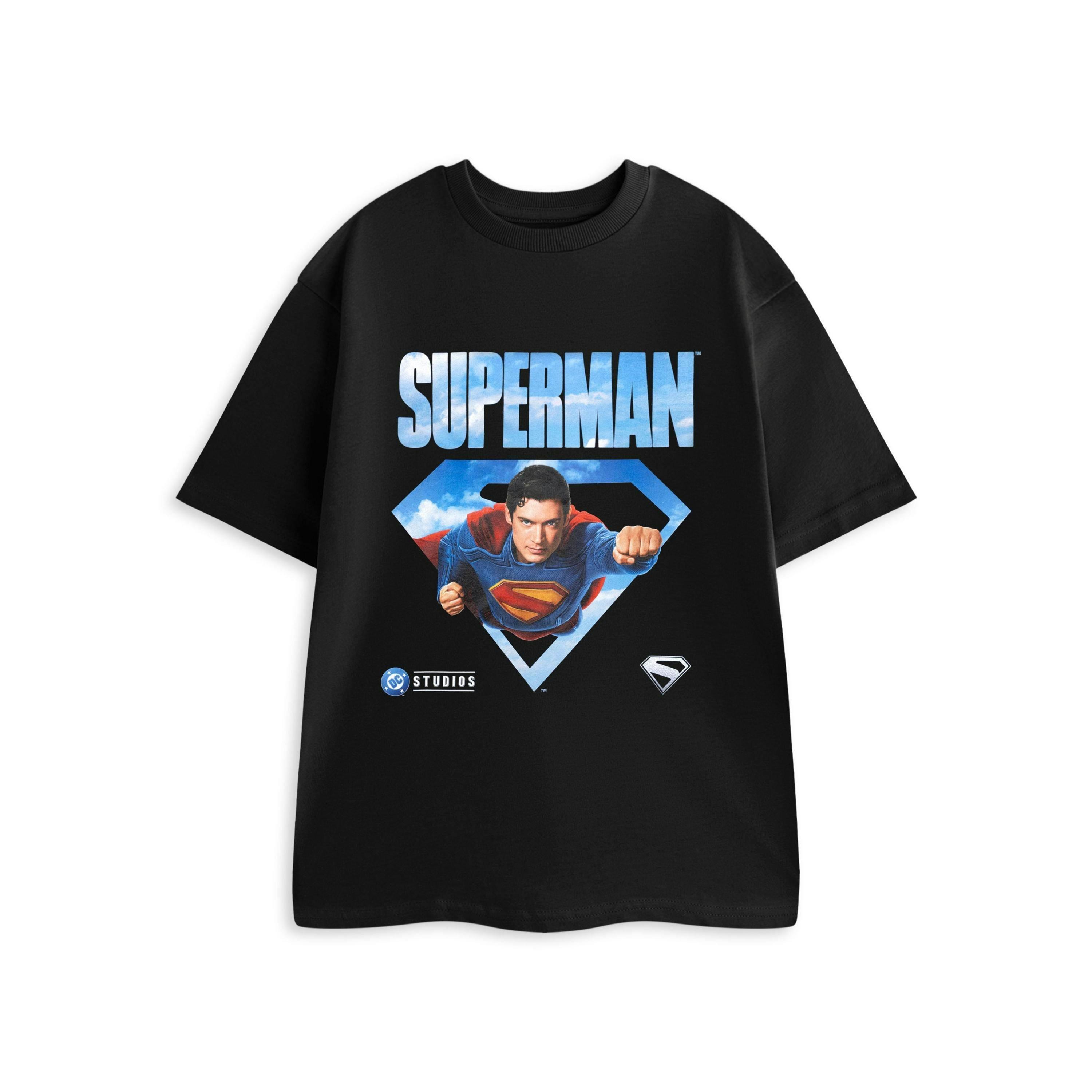 DC Comics Mens Black Superman Movie Short Sleeved T-Shirt by Vanilla Underground , view 1 of 4
