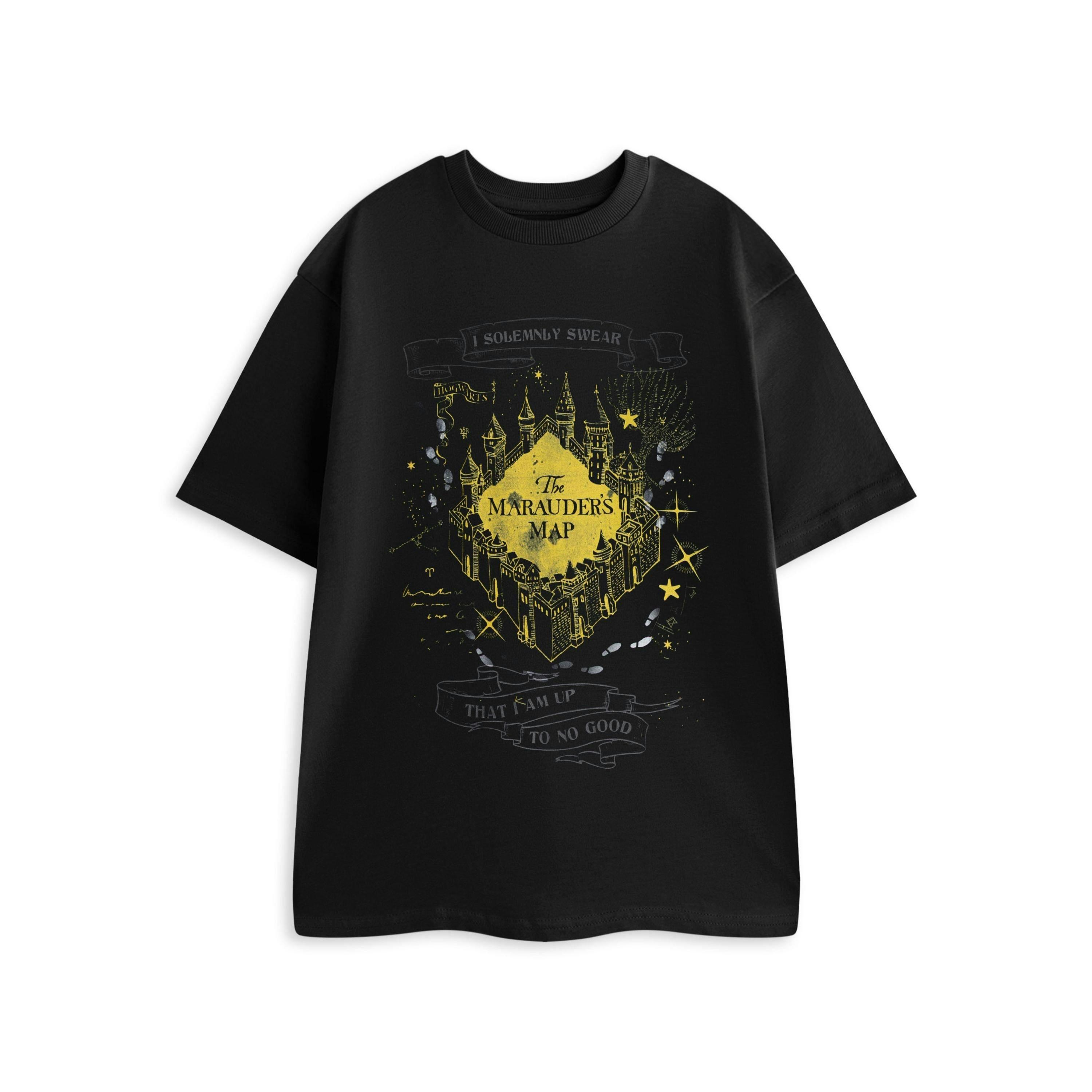 Harry Potter Unisex Black The Marauder's Map Short Sleeved T-Shirt by Vanilla Underground , view 1 of 4