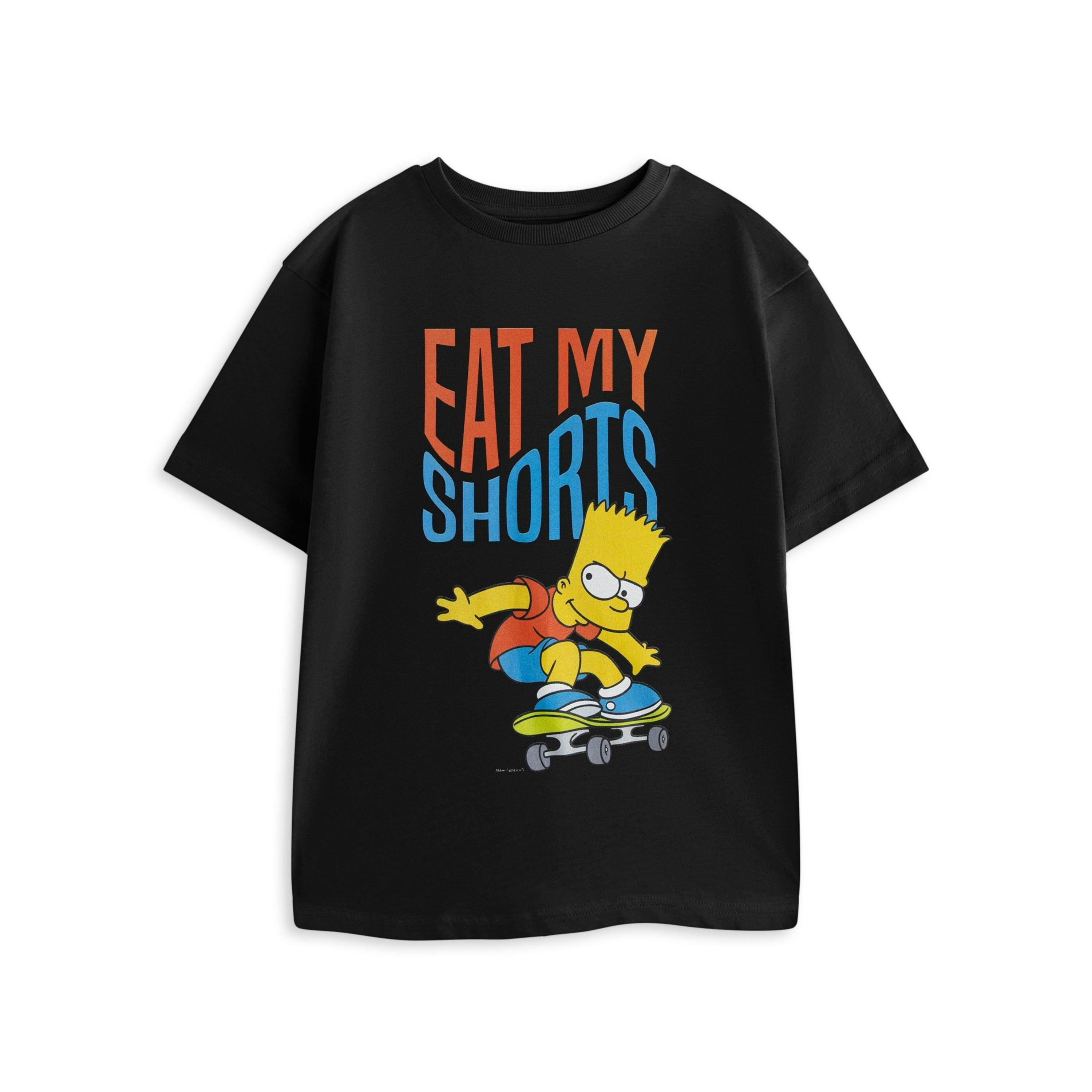 The Simpsons Boys Black Eat My Shorts Short Sleeved T-Shirt by Vanilla Underground , view 1 of 4