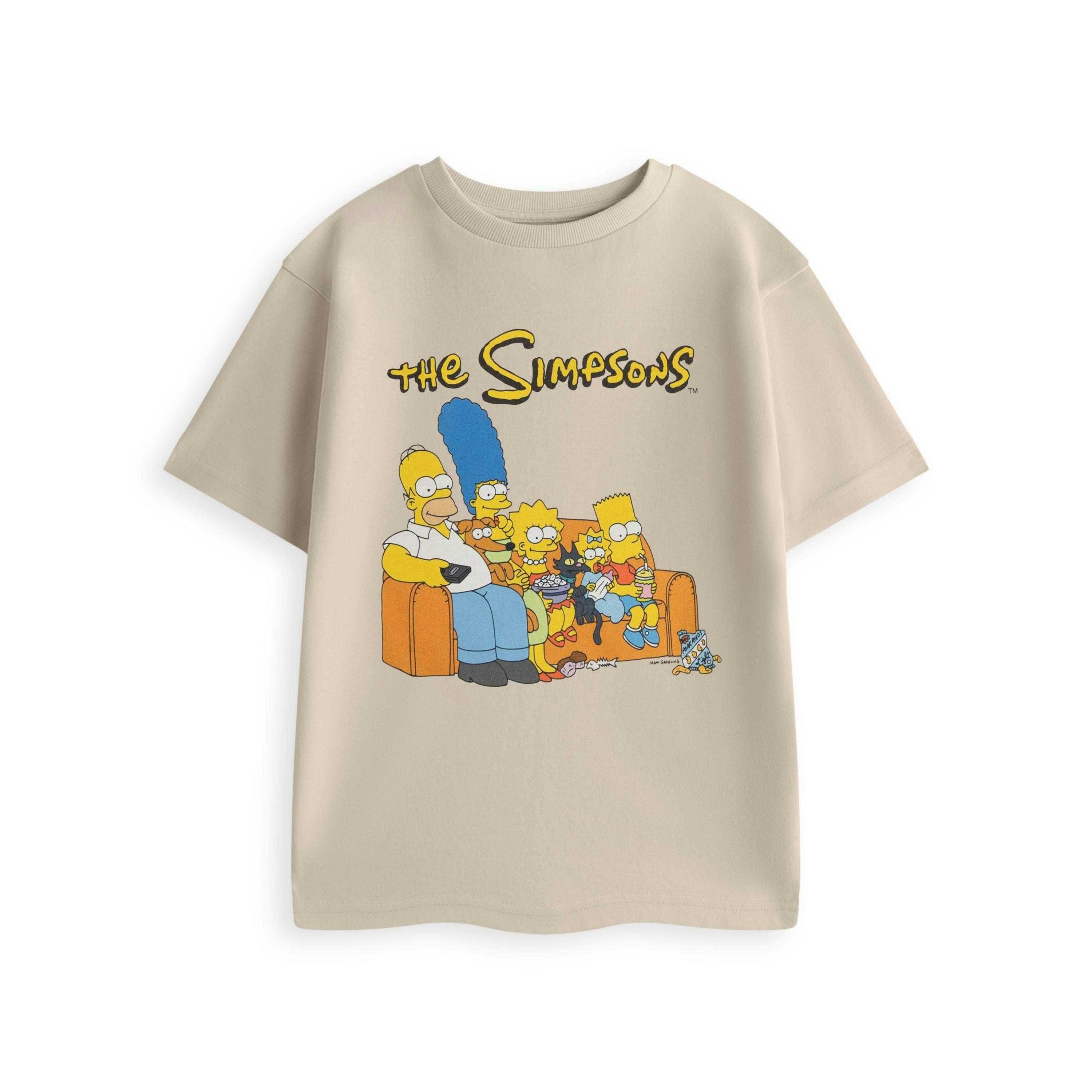 The Simpsons Unisex Kids Beige Couch Short Sleeved T-Shirt by Vanilla Underground , view 1 of 4