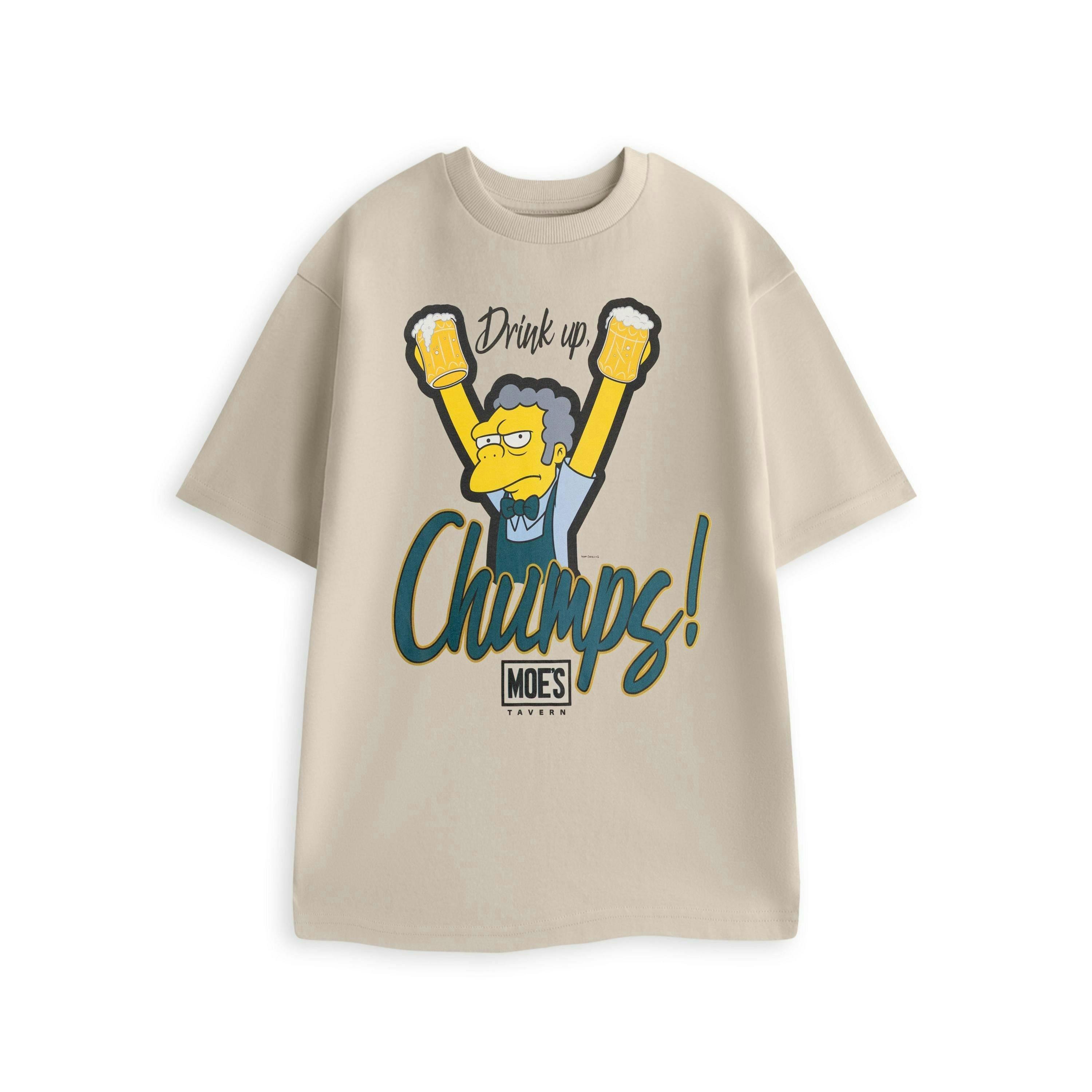 The Simpsons Mens Beige Moe's Tavern Short Sleeved T-Shirt by Vanilla Underground , view 1 of 4