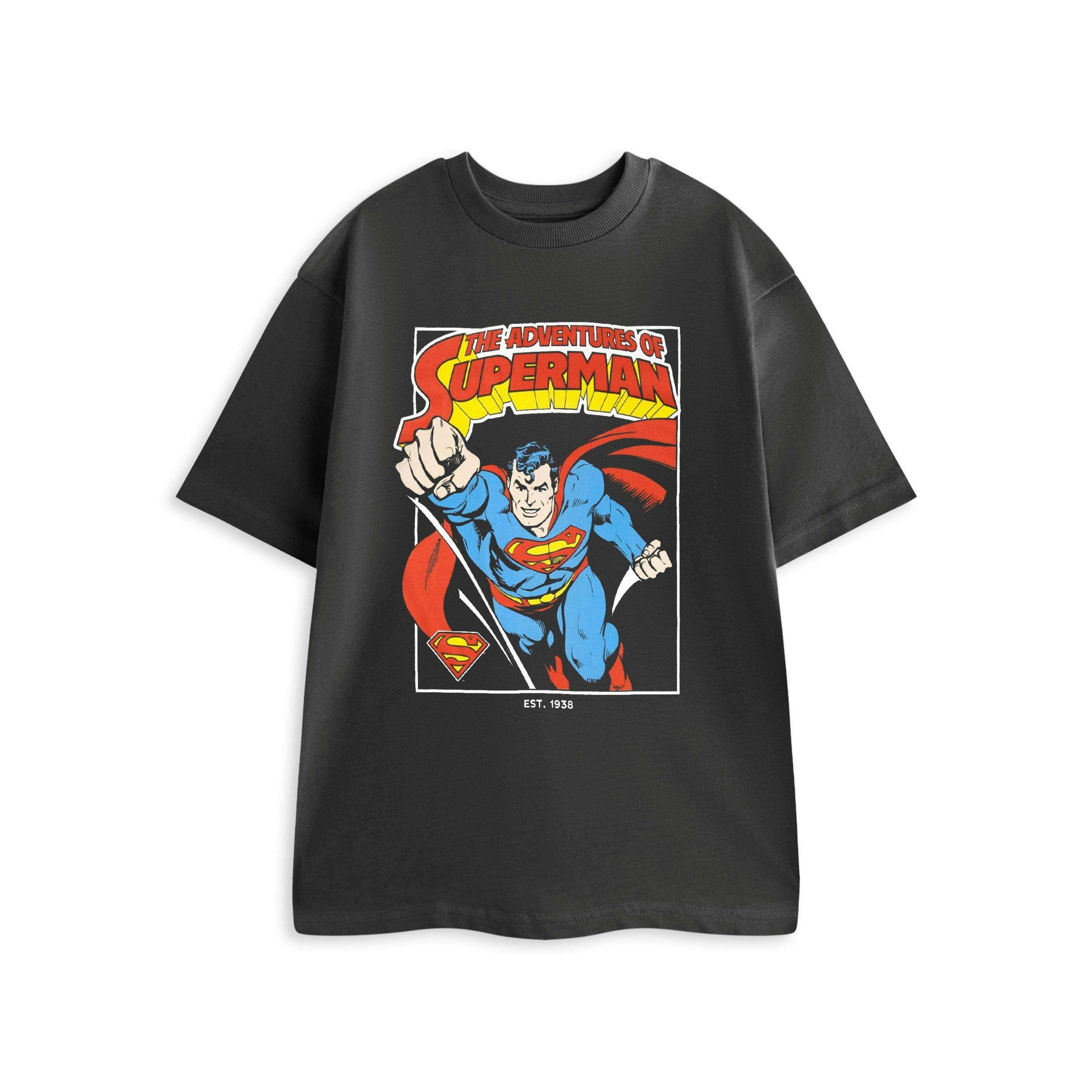 DC Comics Mens Grey The Adventures of Short Sleeved T-Shirt by Vanilla Underground , view 1 of 4