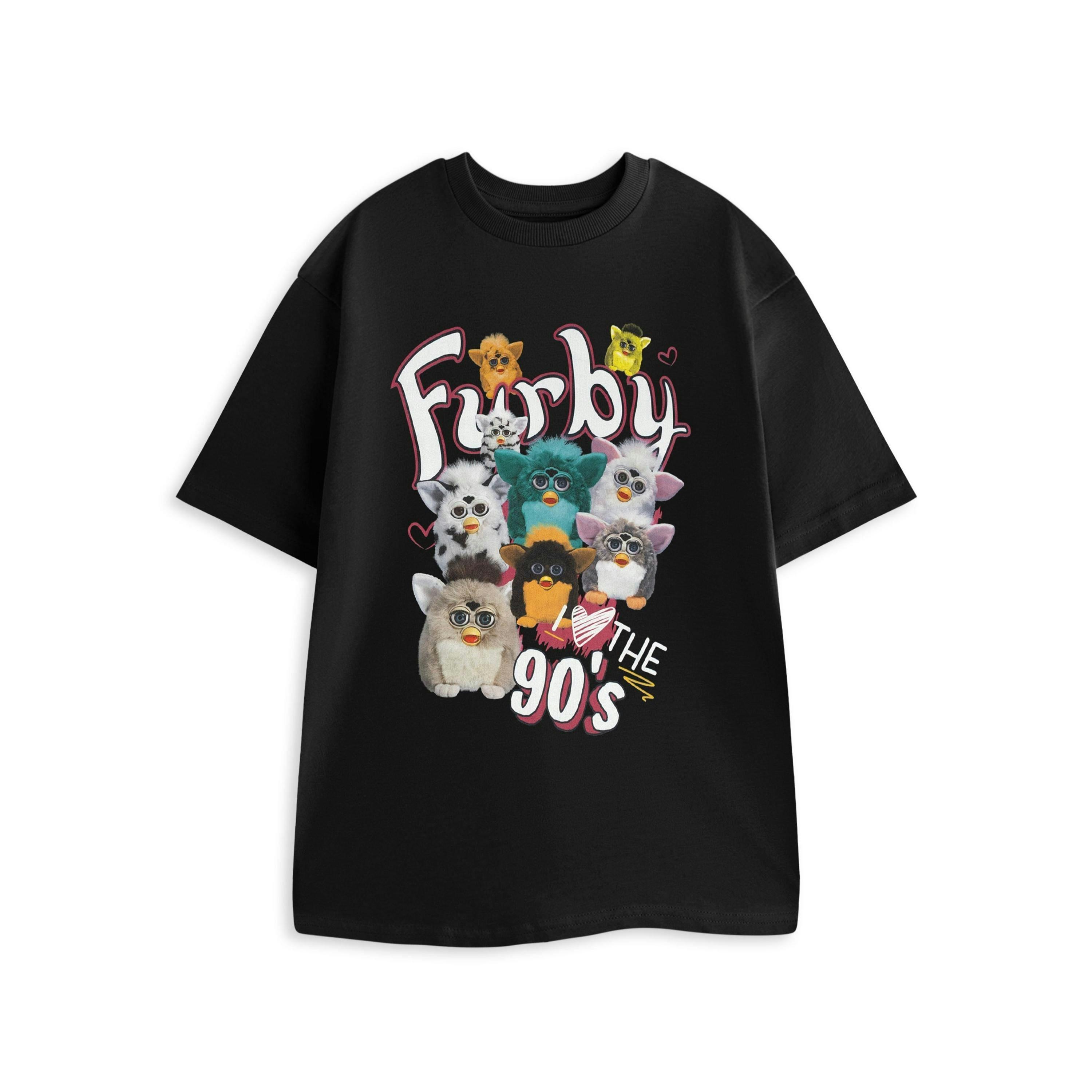 Furby Womens Black I Love The 90'S Short Sleeved T-Shirt by Vanilla Underground , view 1 of 4