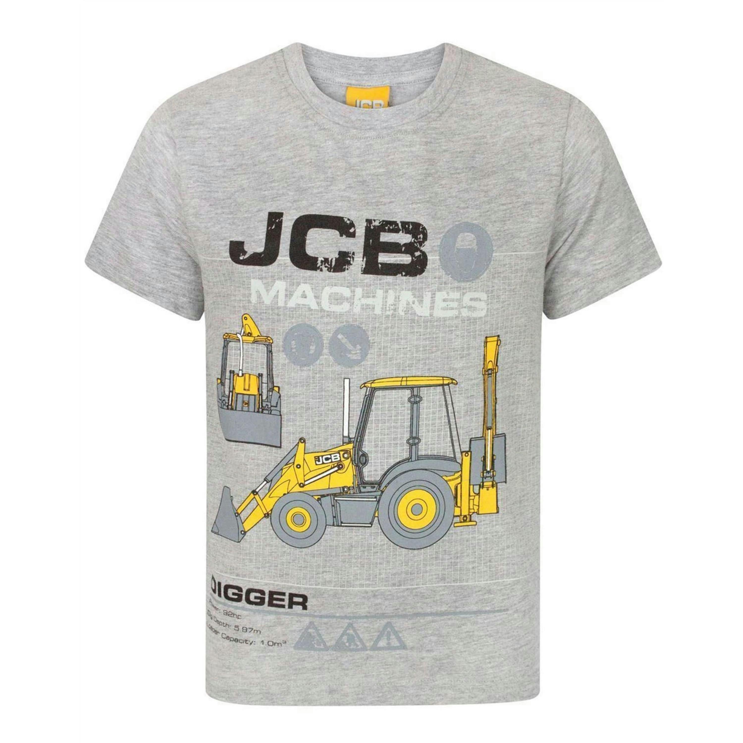 JCB Boys Grey Jcb Digger Short Sleeved T-Shirt by Vanilla Underground , view 1 of 1