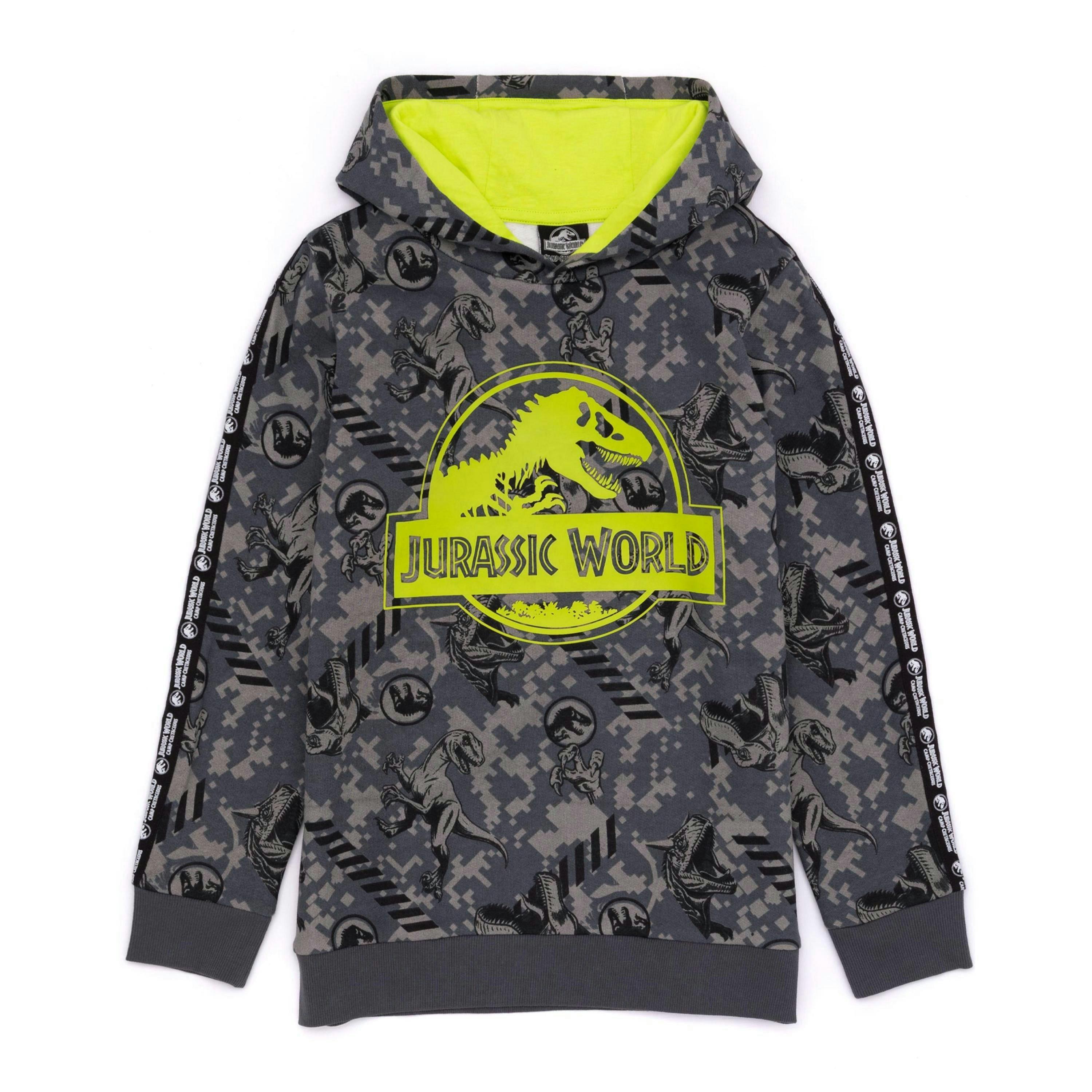 Jurassic World Unisex Kids Grey Logo Hoodie by Vanilla Underground , view 1 of 4