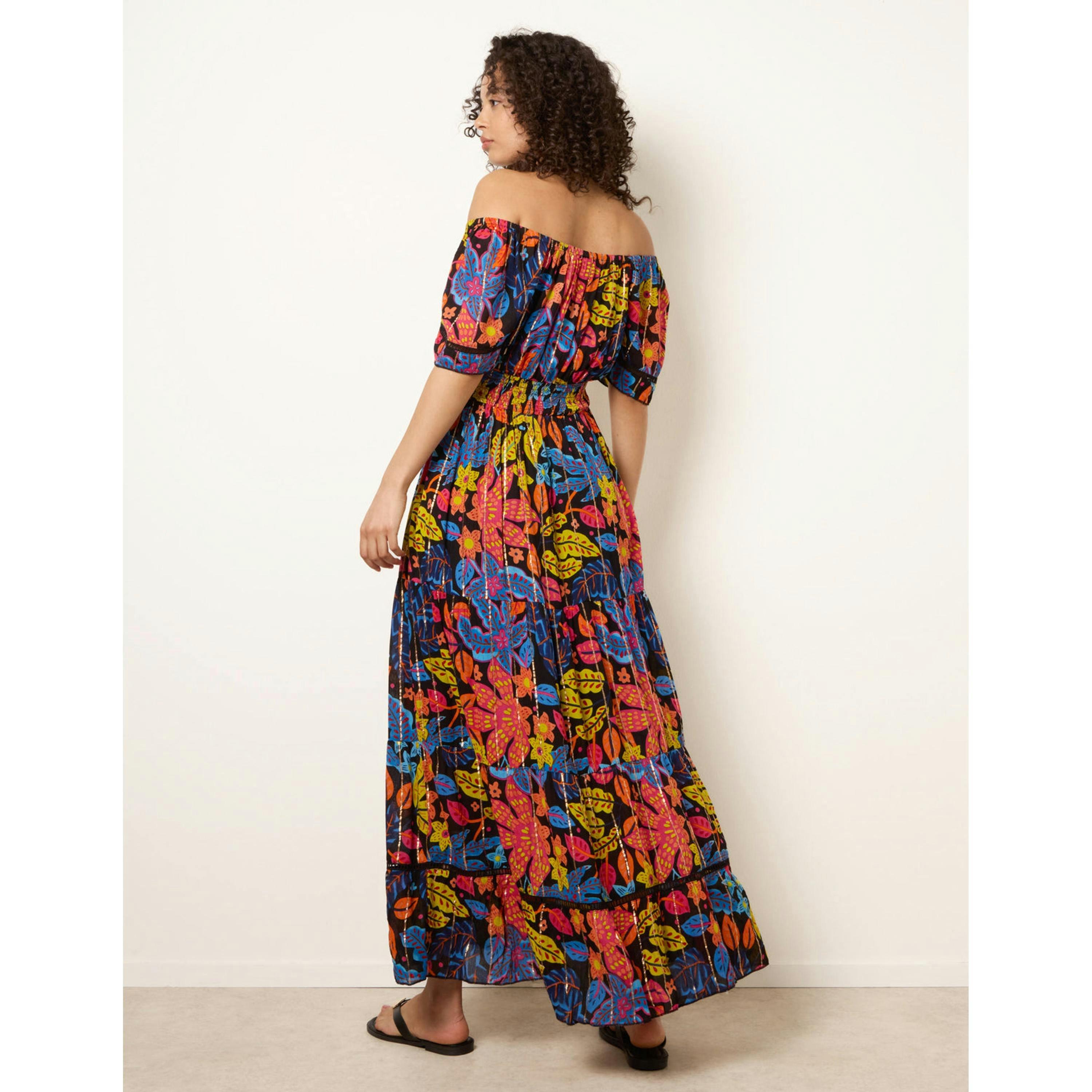 Blue Vanilla Bardot Tassel Tie Tiered Maxi Dress  in Black , view 4 of 4