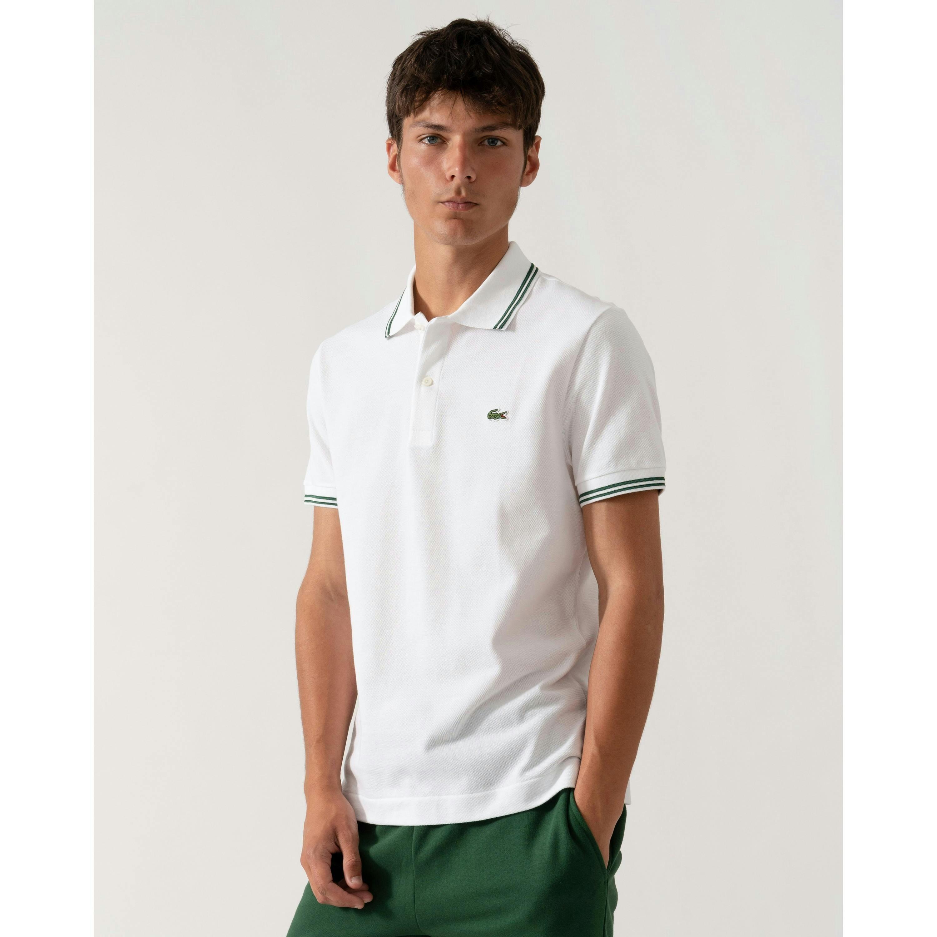 Lacoste Tipped Polo Shirt  in White , view 1 of 4