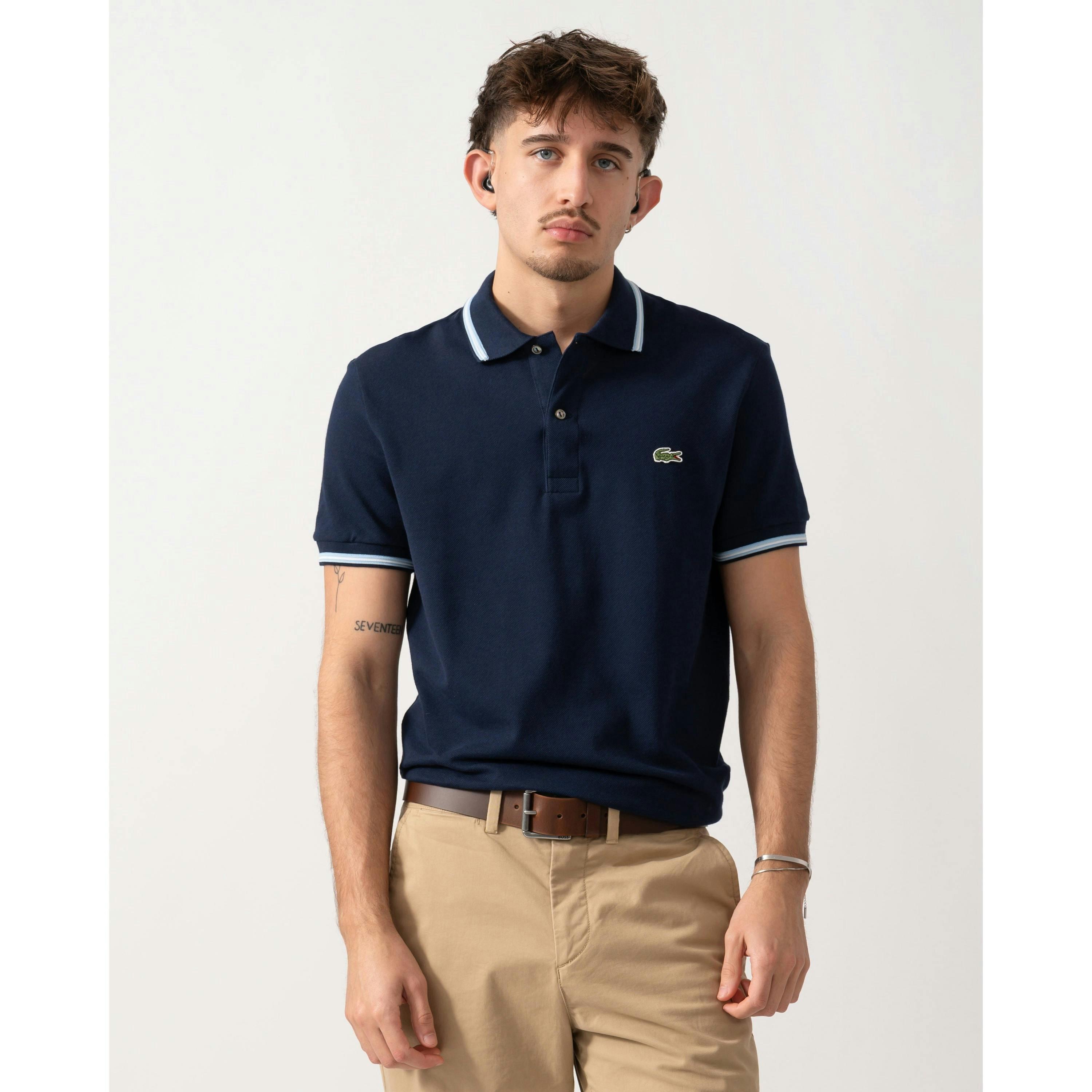Lacoste Contrast Collar Polo Shirt  in Blue , view 1 of 4