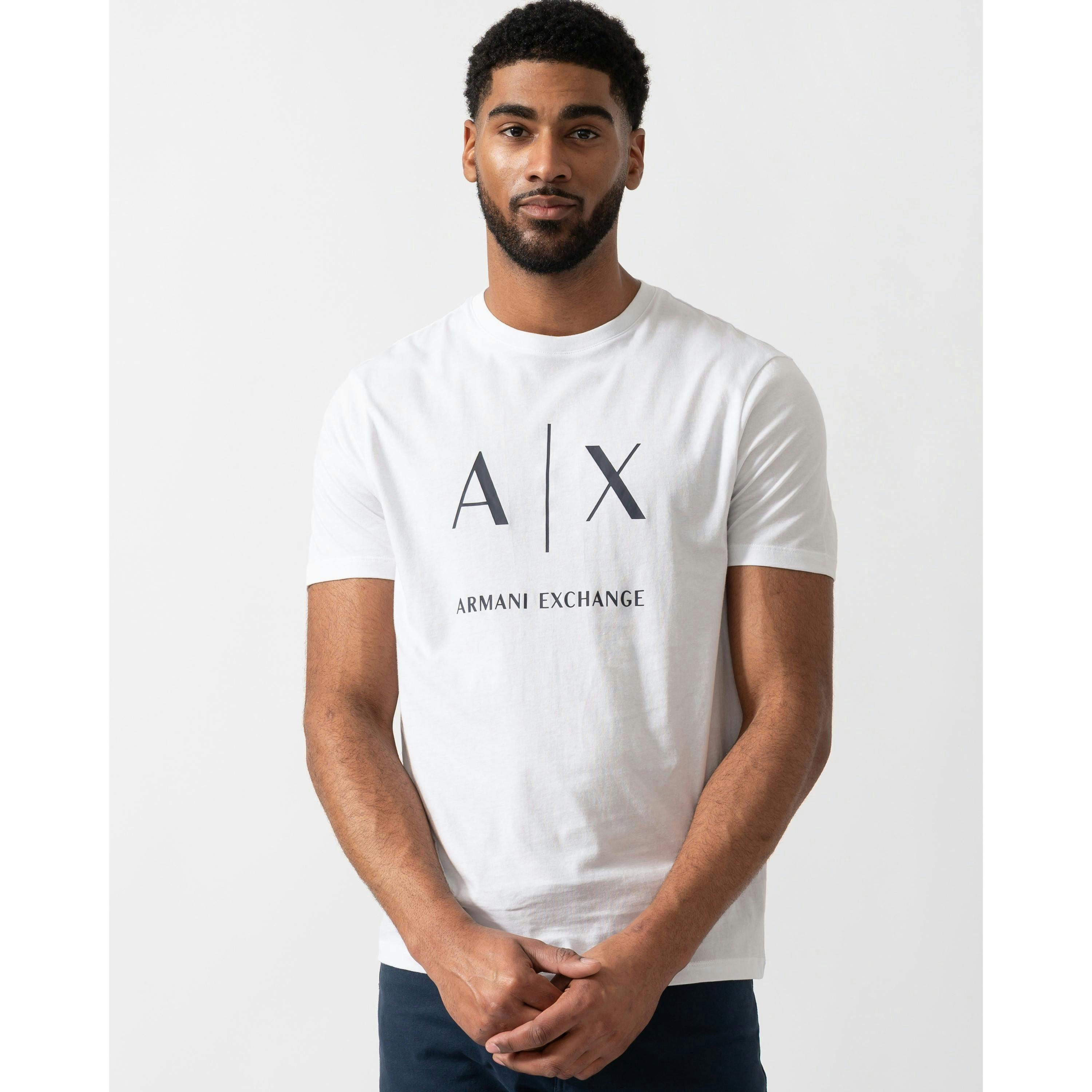 Armani Exchange Logo T-Shirt  in White , view 1 of 4