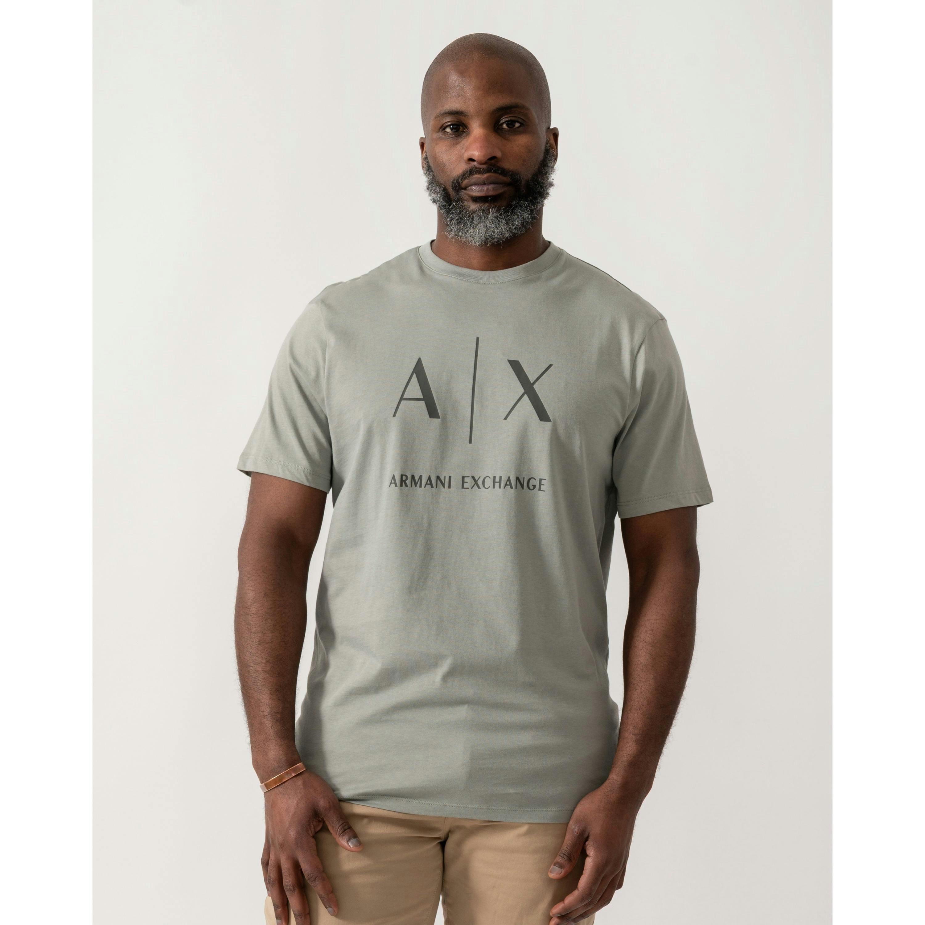 Armani Exchange Logo T-Shirt  in Green , view 1 of 4