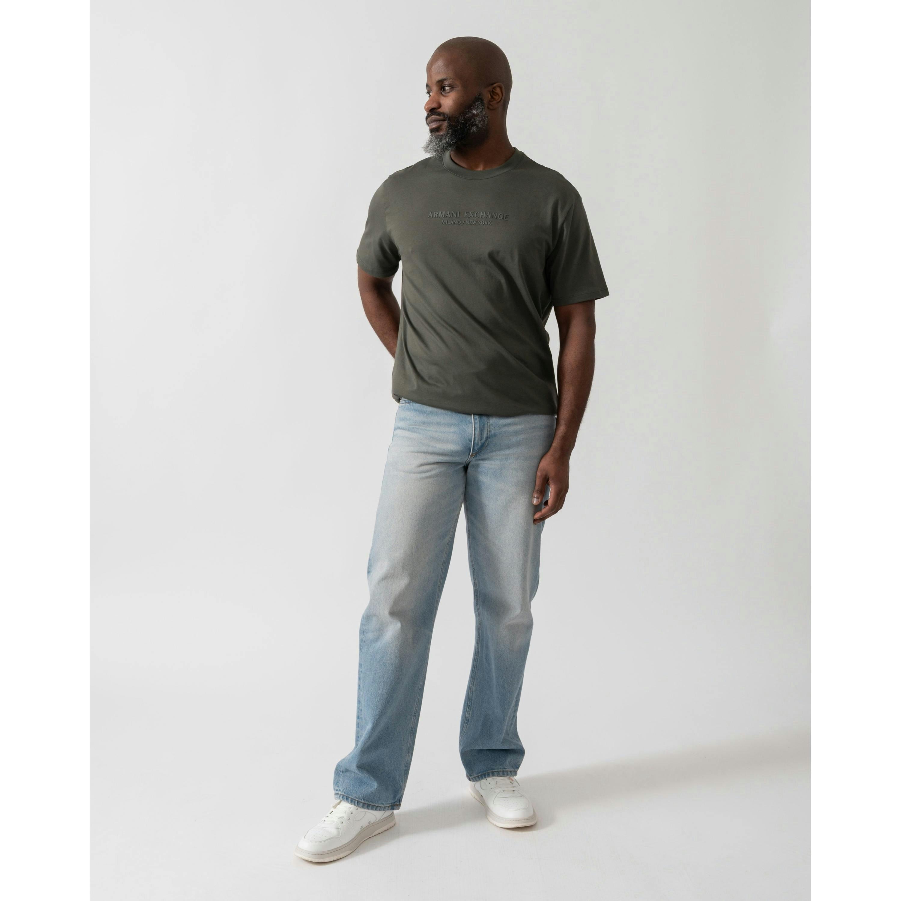 Armani Exchange Tonal Logo T-Shirt  in Green , view 1 of 4