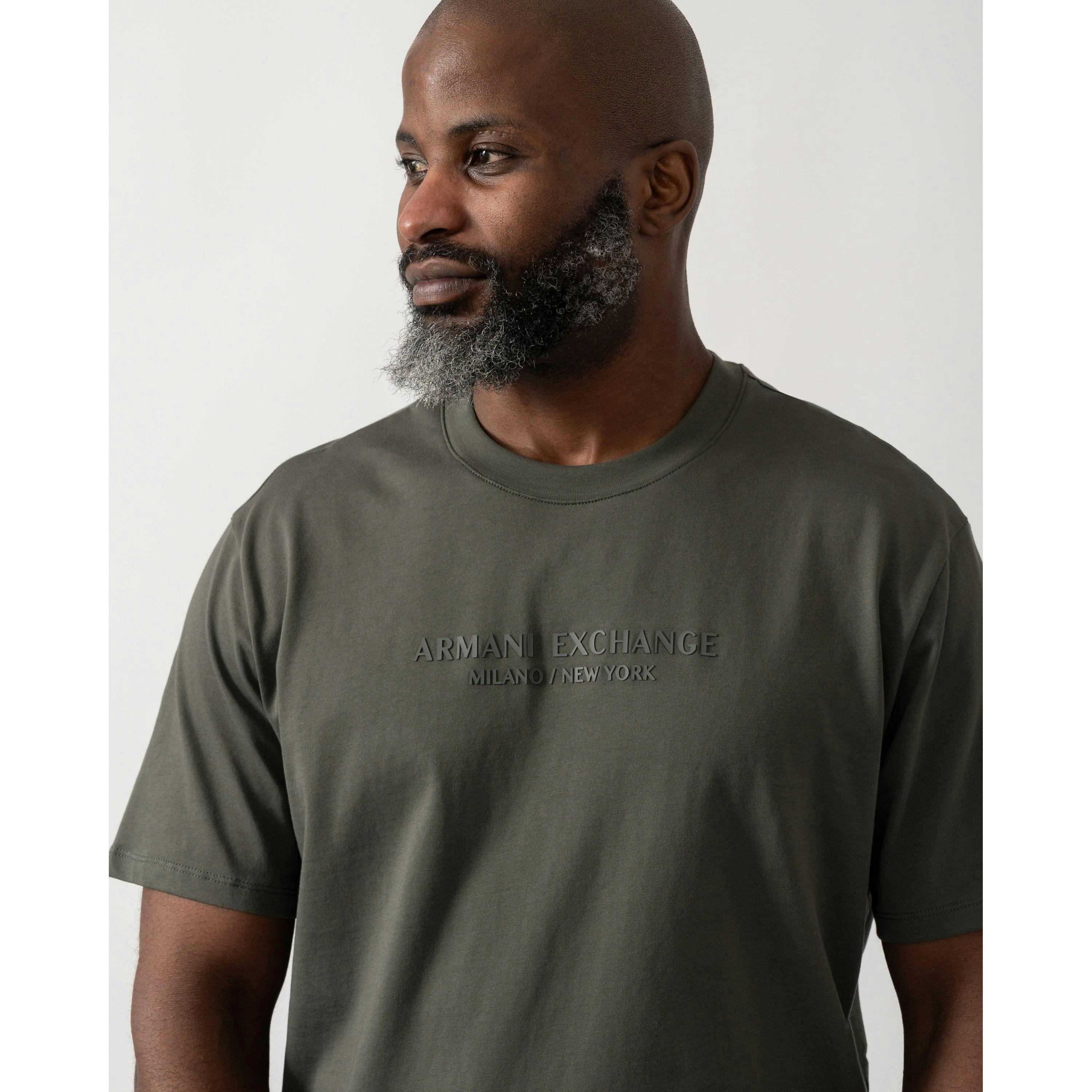 Armani Exchange Tonal Logo T-Shirt  in Grey , view 3 of 4