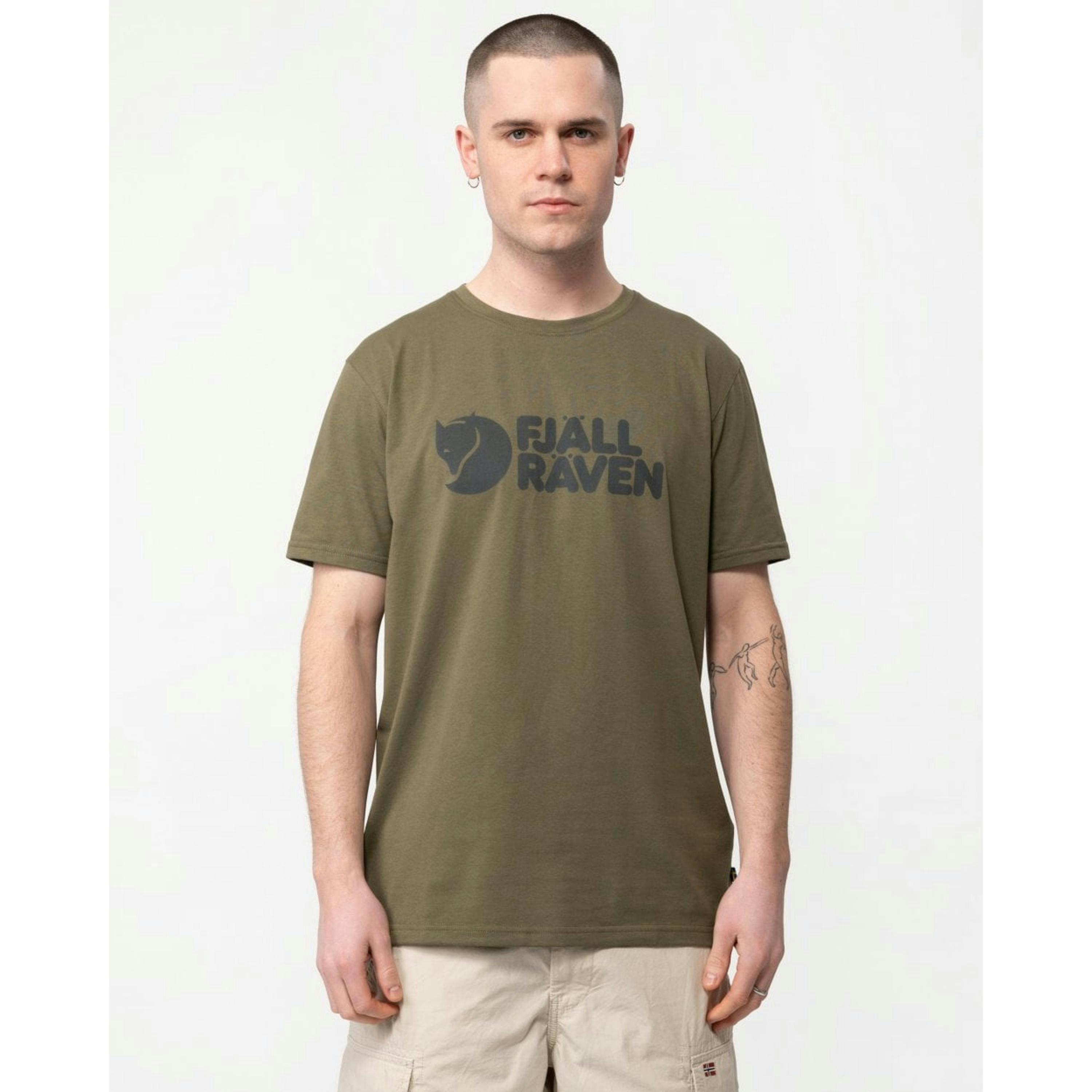 Fjallraven Logo T-Shirt  in Khaki , view 1 of 4