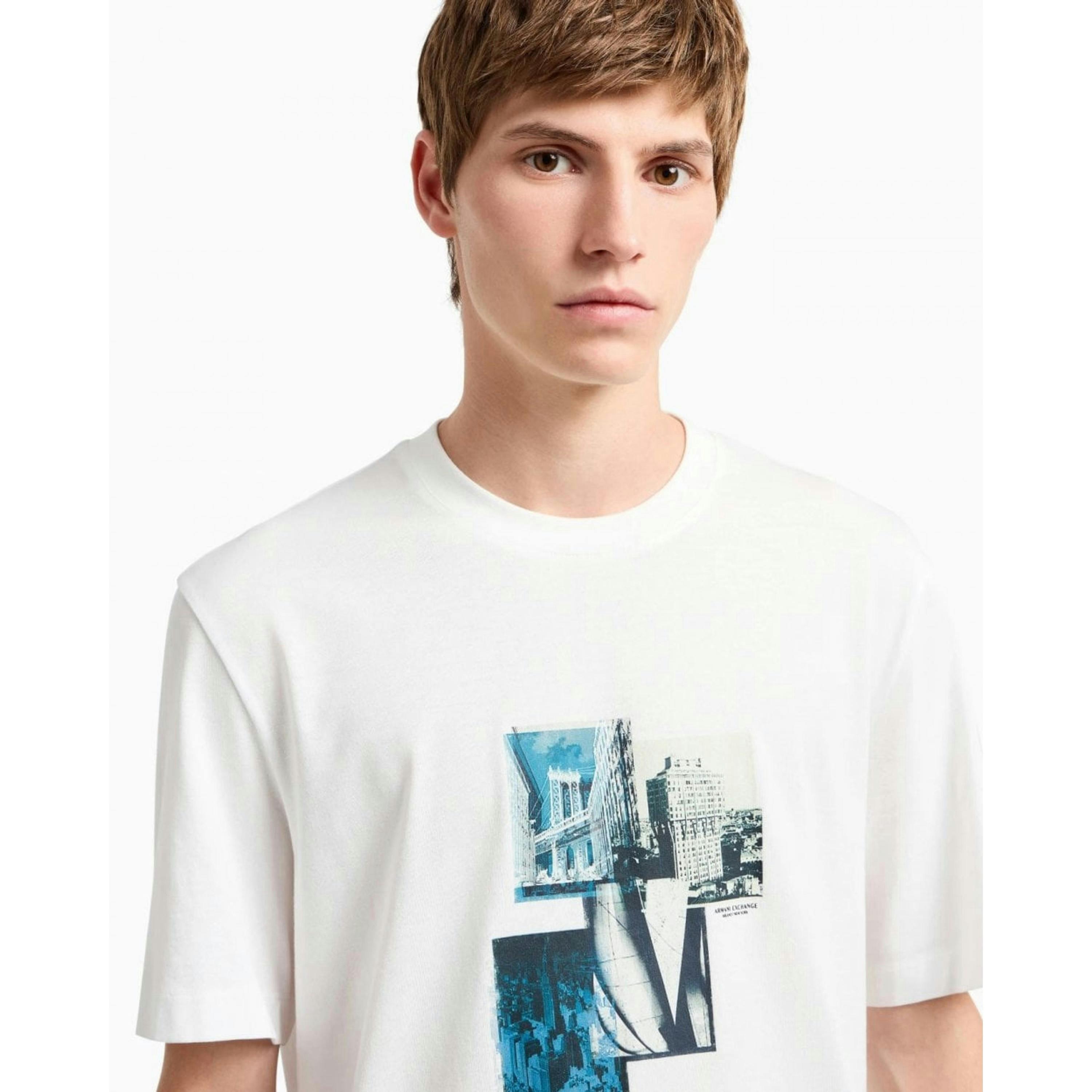 Armani Exchange Landmarks Graphic T-Shirt  in Grey , view 3 of 3