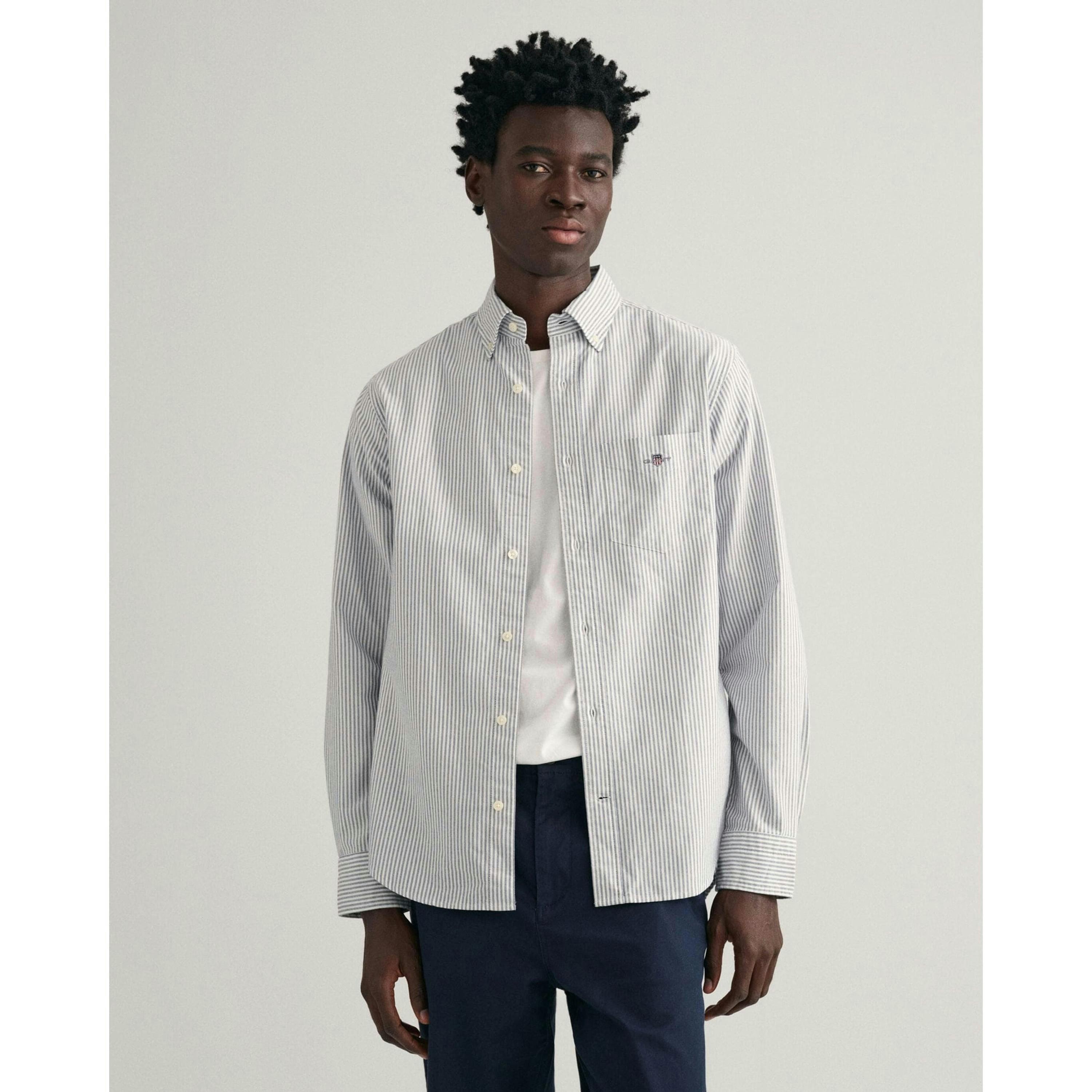 GANT Banker Stripe Shirt  in White , view 1 of 6