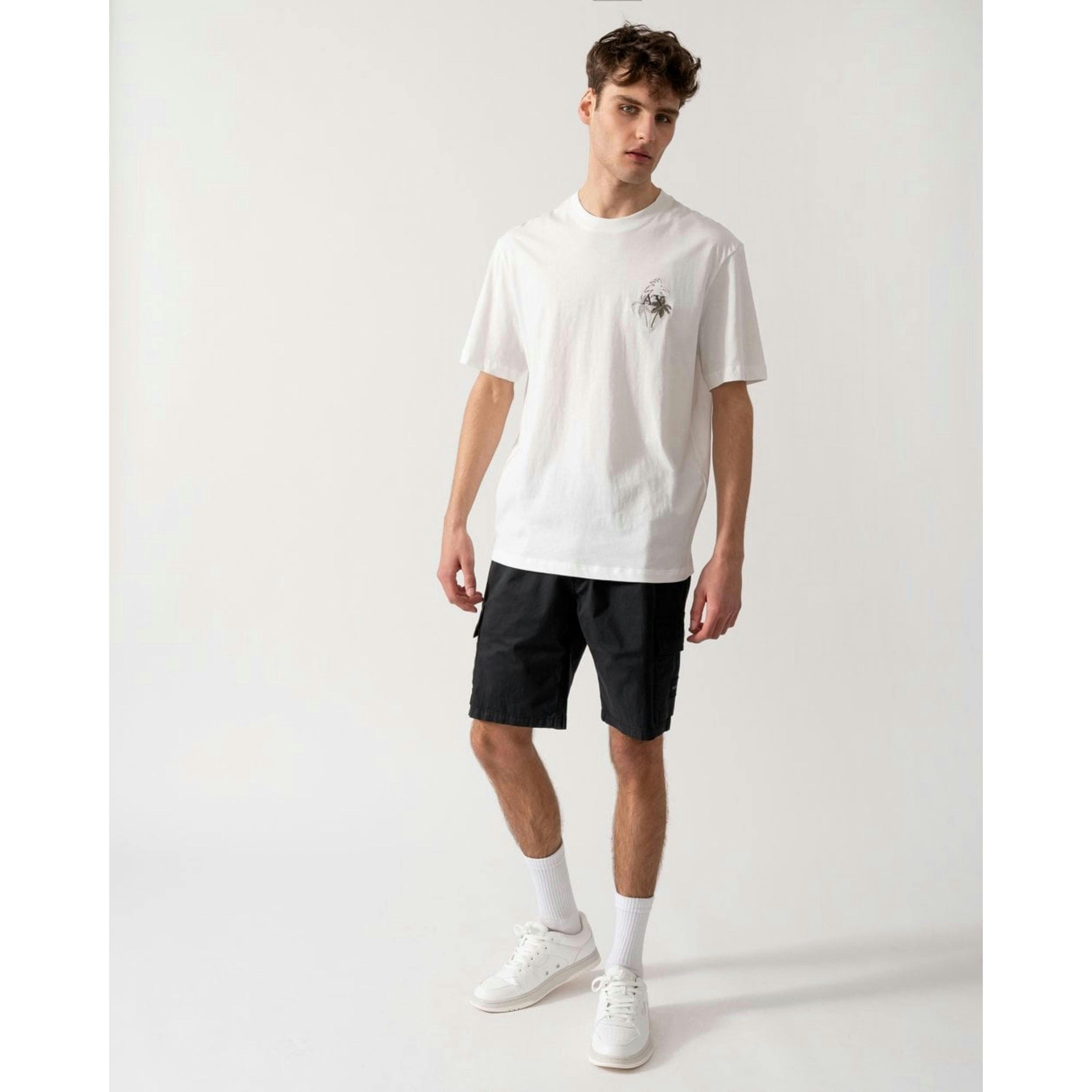 Armani Exchange Palm Trees, AX Logo T-Shirt  in White , view 4 of 4