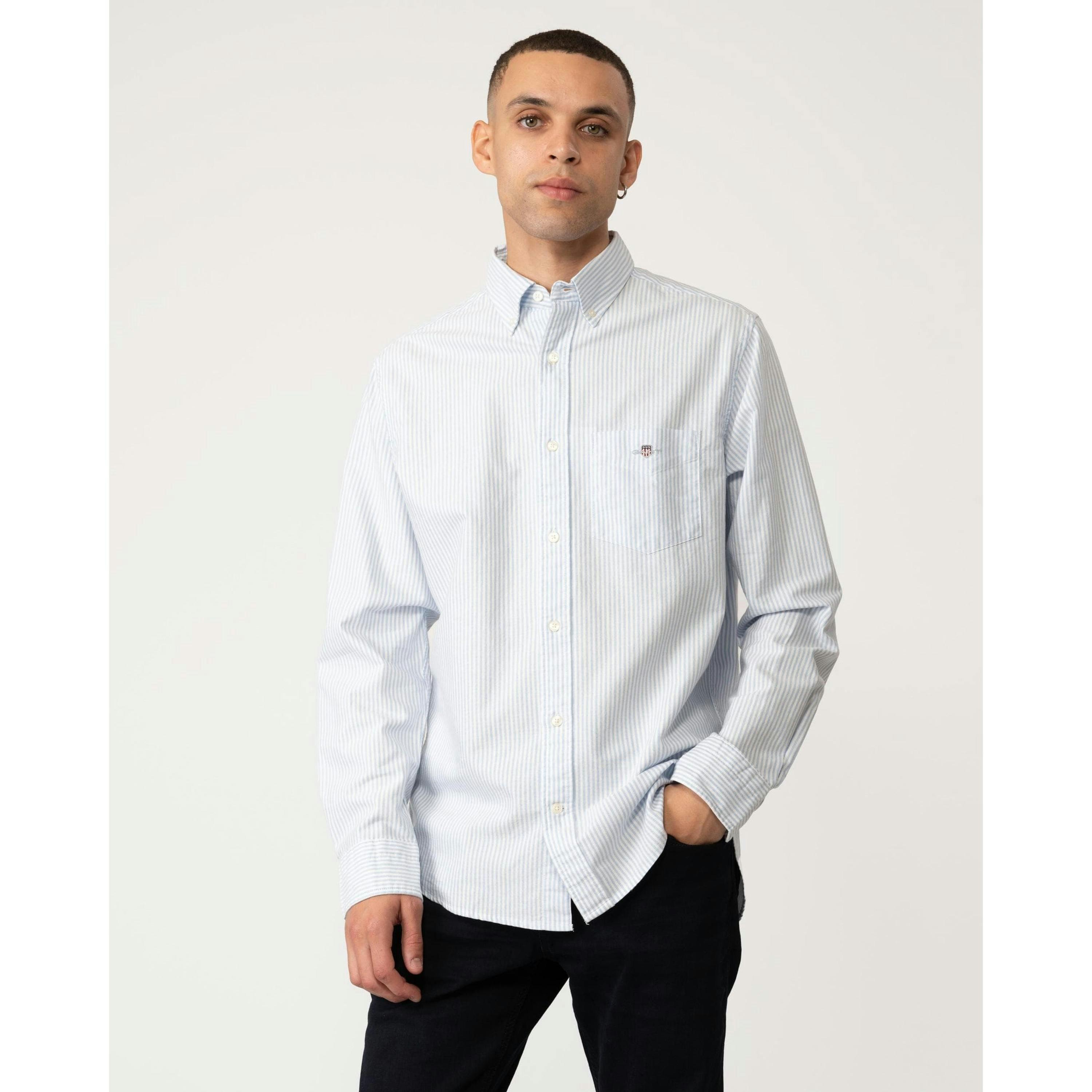 GANT Banker Stripe Shirt  in White , view 1 of 5