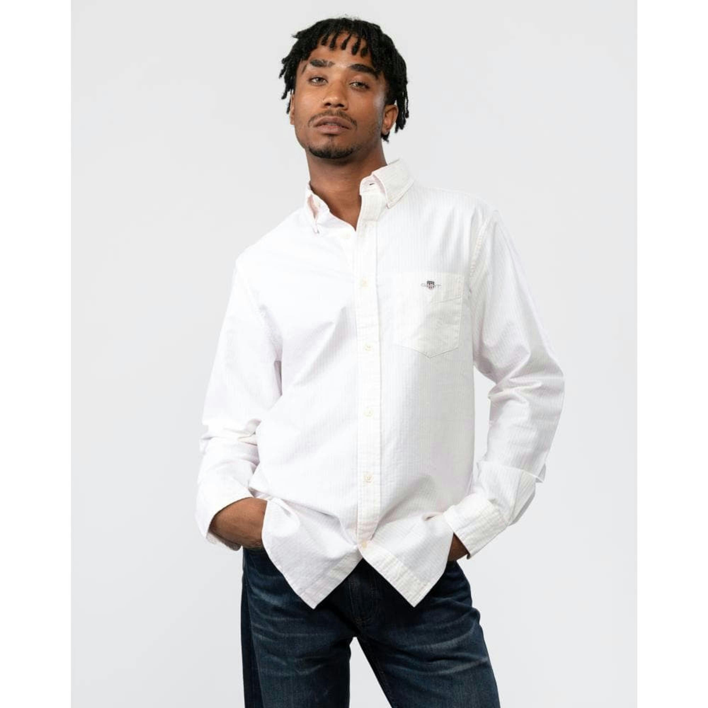 GANT Banker Stripe Shirt  in White , view 1 of 4