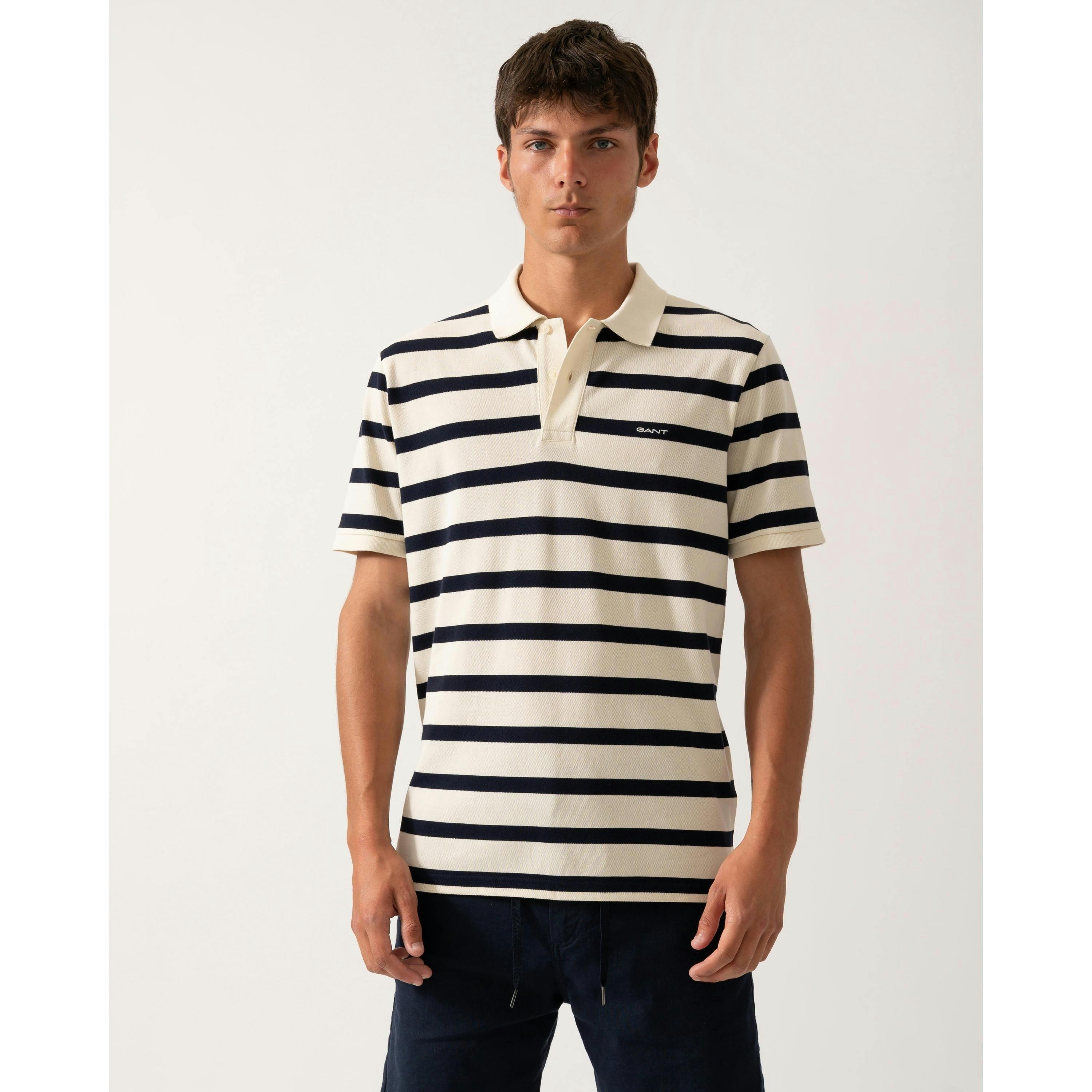 GANT Striped Polo Shirt  in Ivory , view 1 of 4