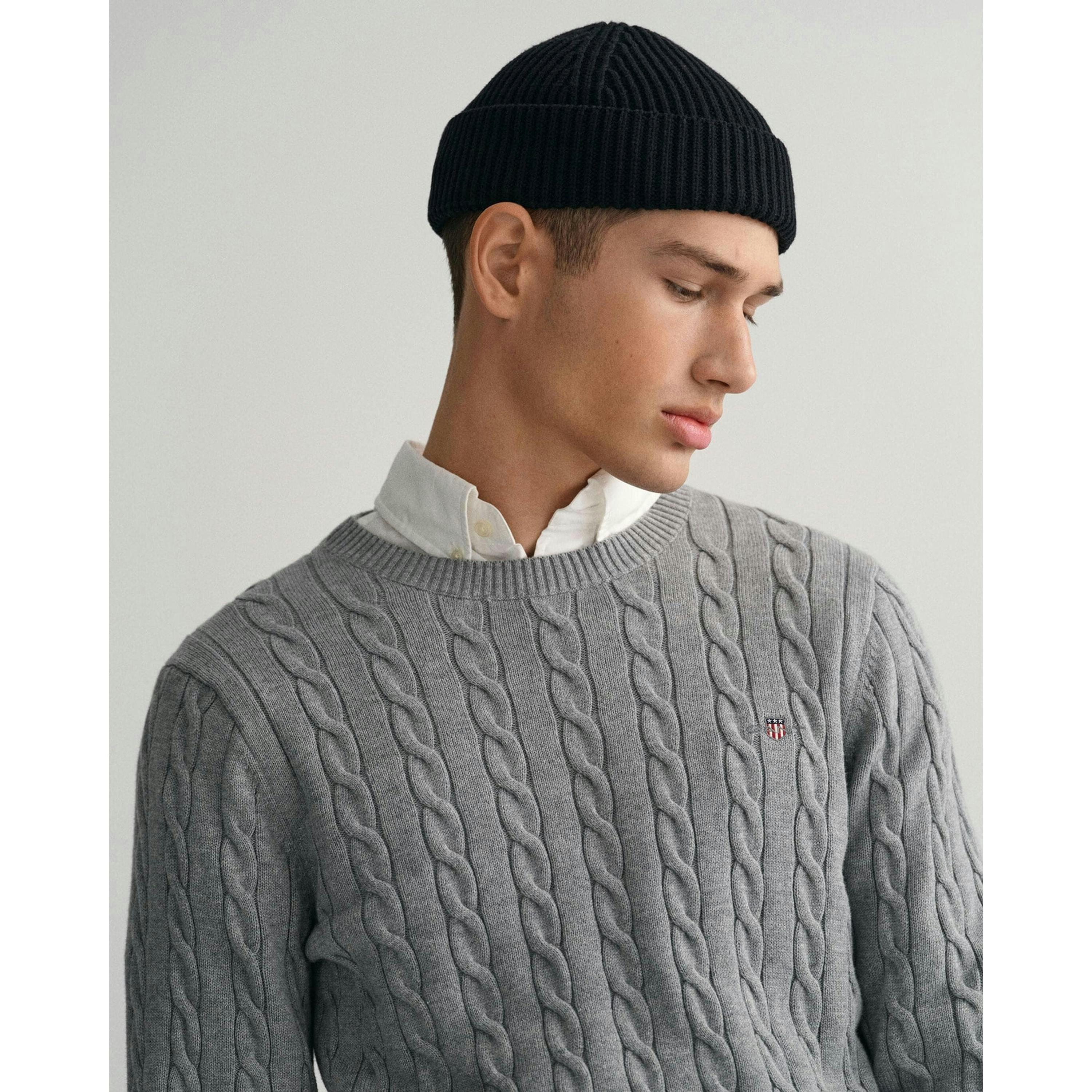 GANT Cable Knit Jumper  in Grey , view 1 of 4