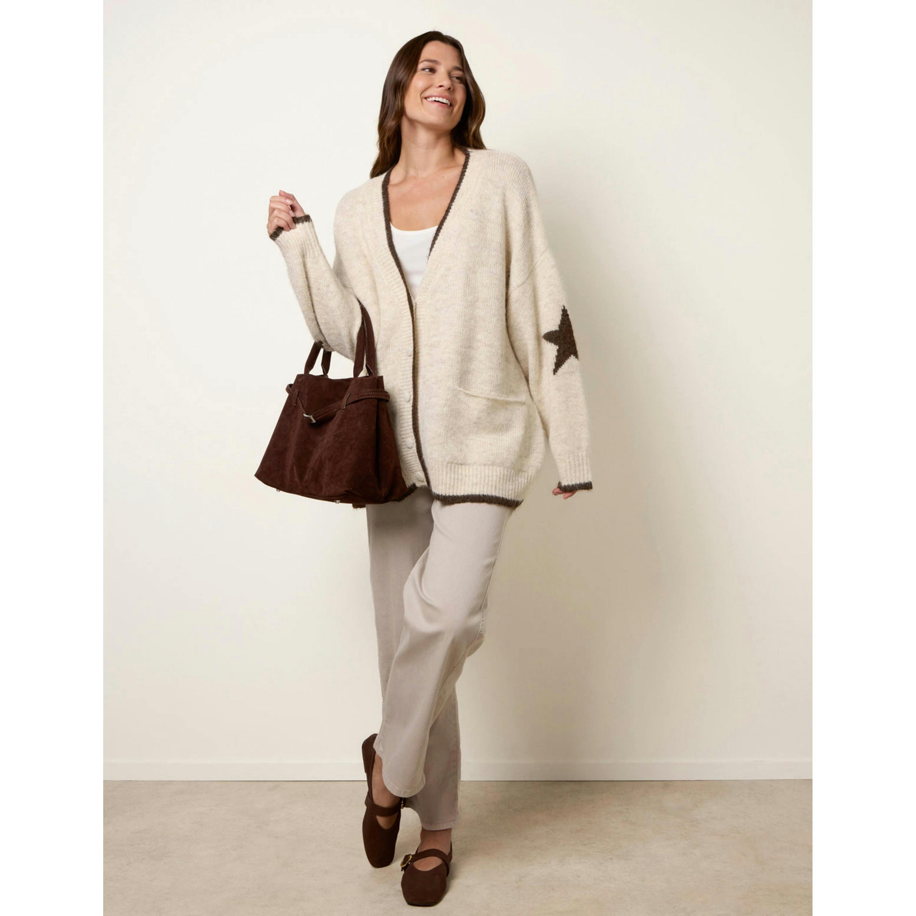 Blue Vanilla Star Cardigan  in Beige , view 3 of 4