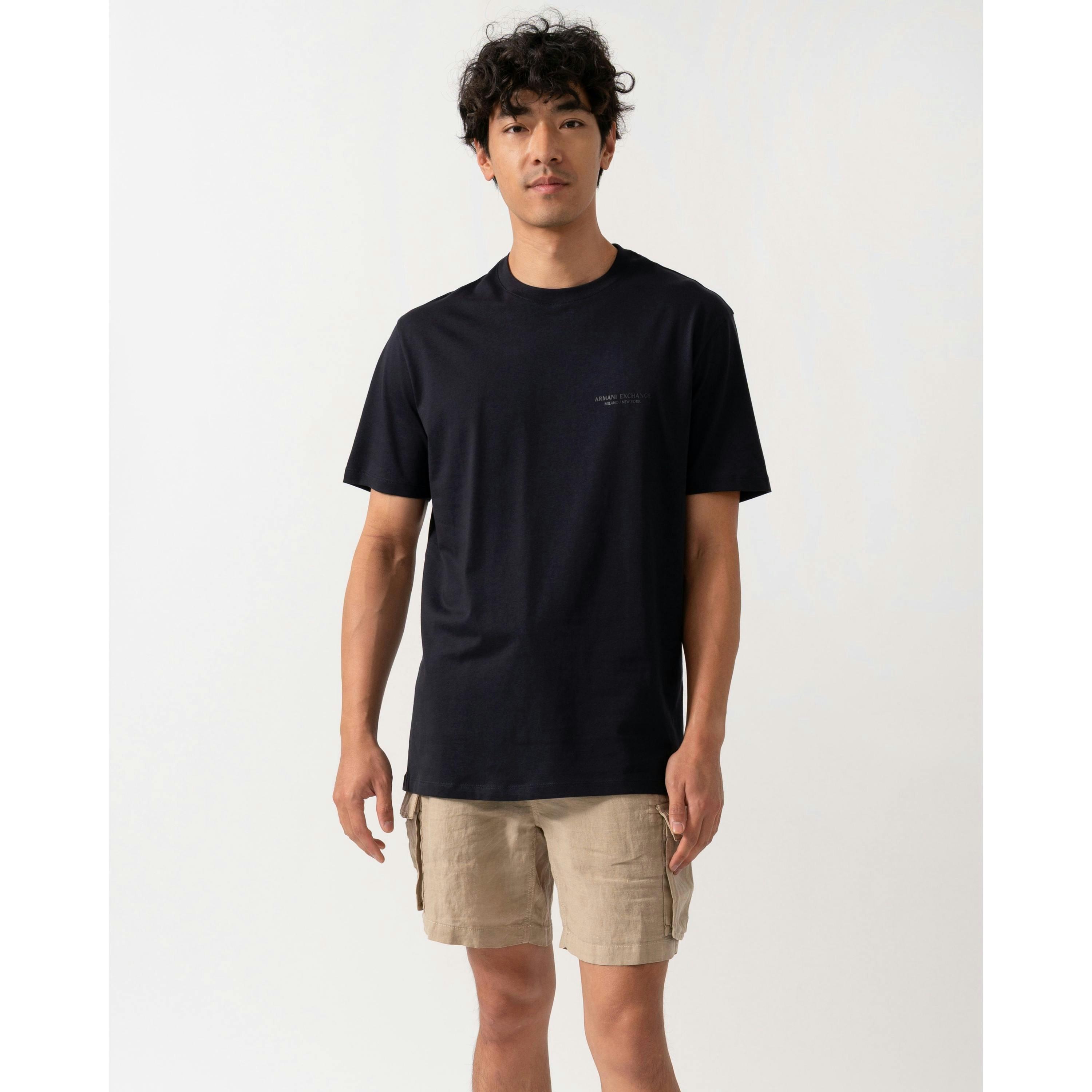 Armani Exchange Milano/New York Logo T-Shirt  in Navy , view 1 of 4