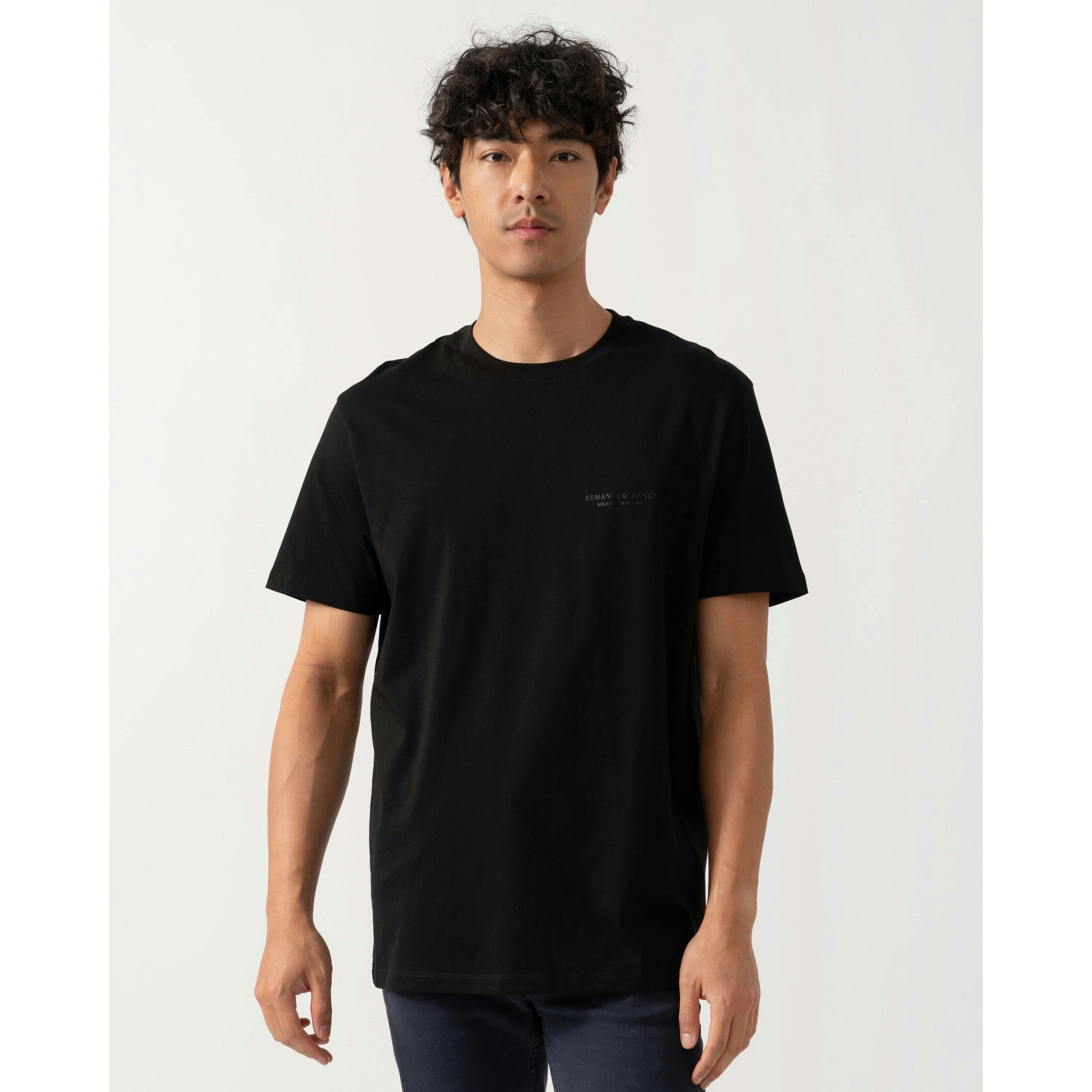 Armani Exchange Milano/New York Logo T-Shirt  in Black , view 1 of 4